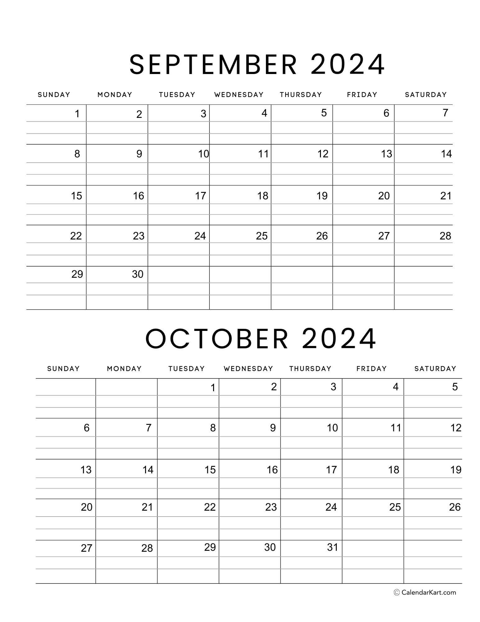 September October 2024 Calendar (5Th Bi-Monthly) - Calendarkart with Calendar September October November 2024