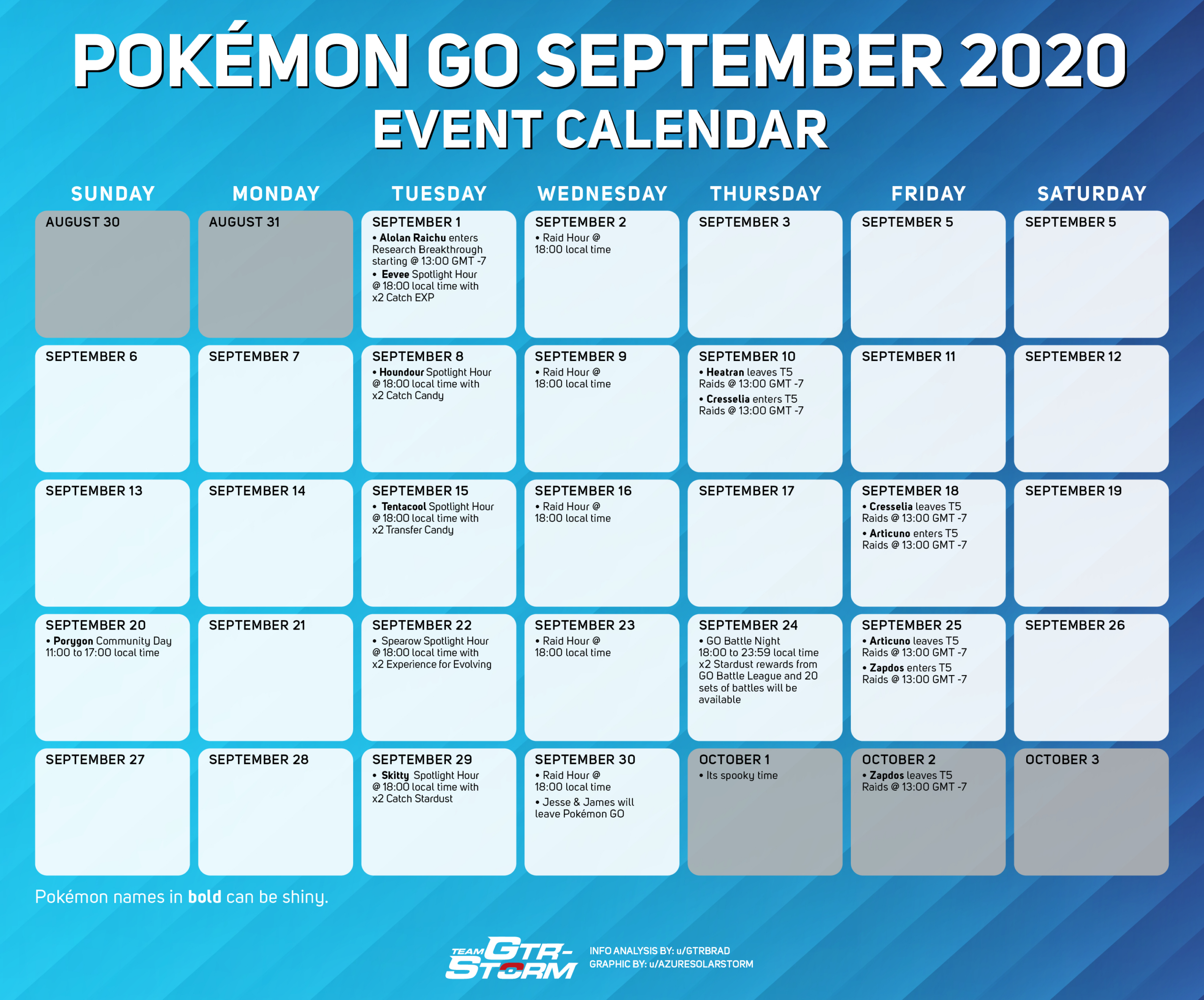 September Visual Event Calendar Infographic : R/Thesilphroad in Pokemon Go September 2024 Calendar