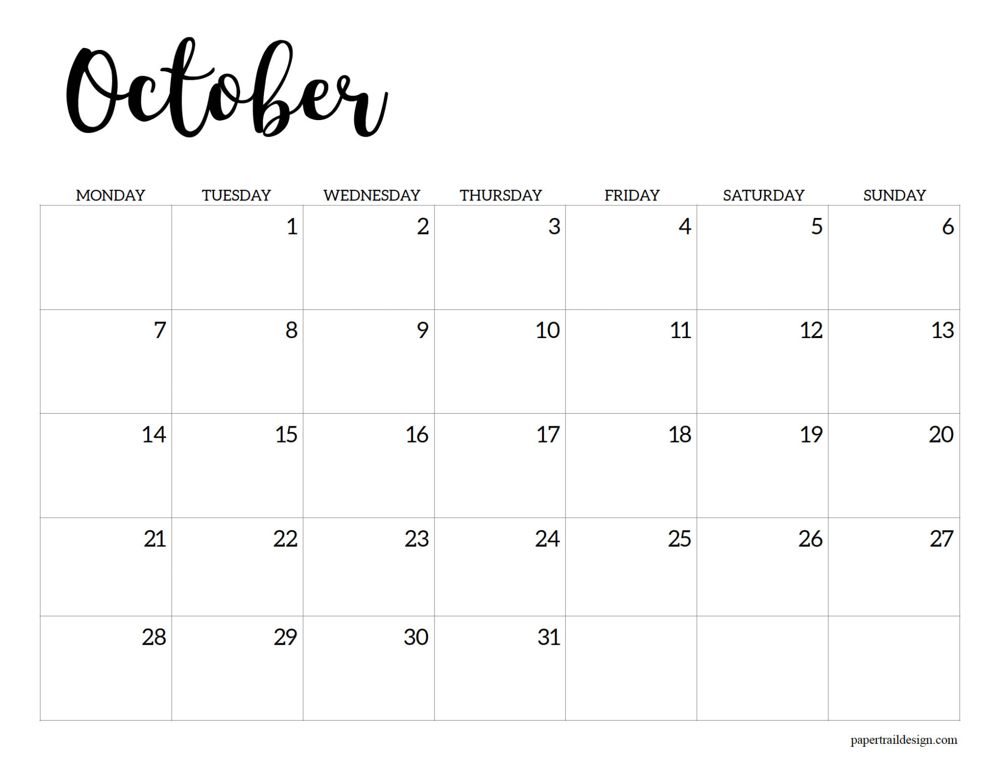 2024-2025 Printable School Calendar - Paper Trail Design inside October 2024 Calendar Monday Start