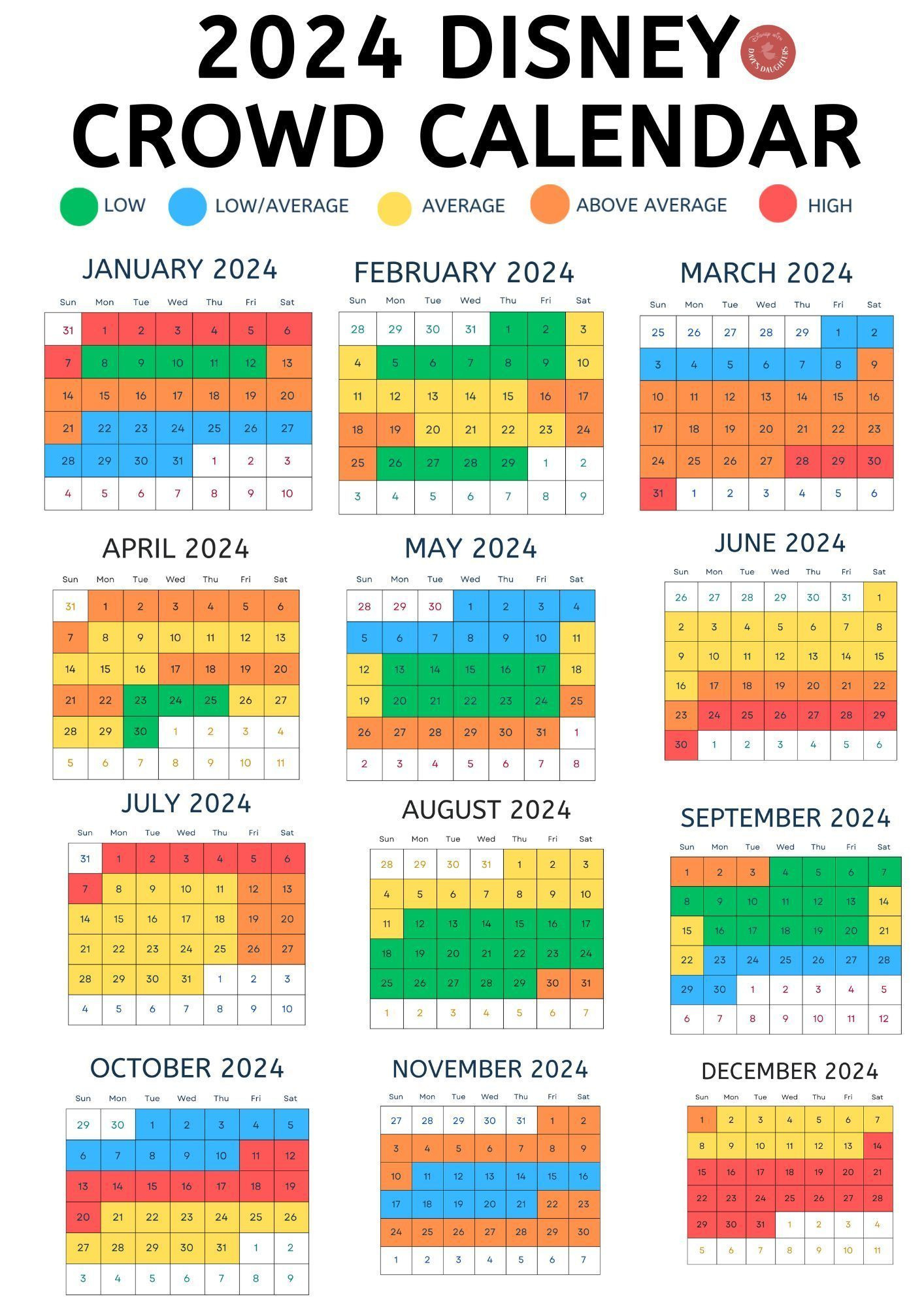 2024 Disney World Crowd Calendar - Disney With Dave&amp;#039;S Daughters regarding Walt Disney World Crowd Calendar October 2024