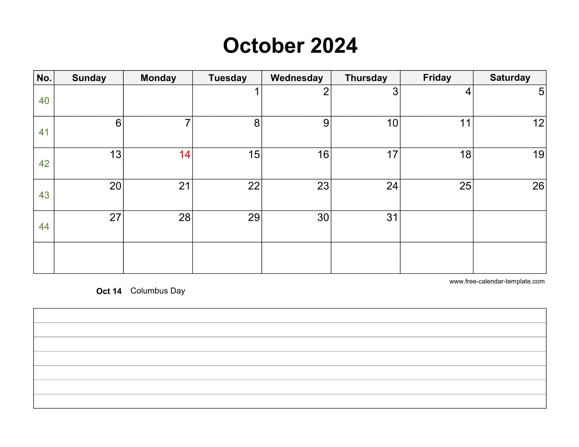 2024 Printable October Calendar With Space For Appointments with regard to Printable October 2024 Calendar Word