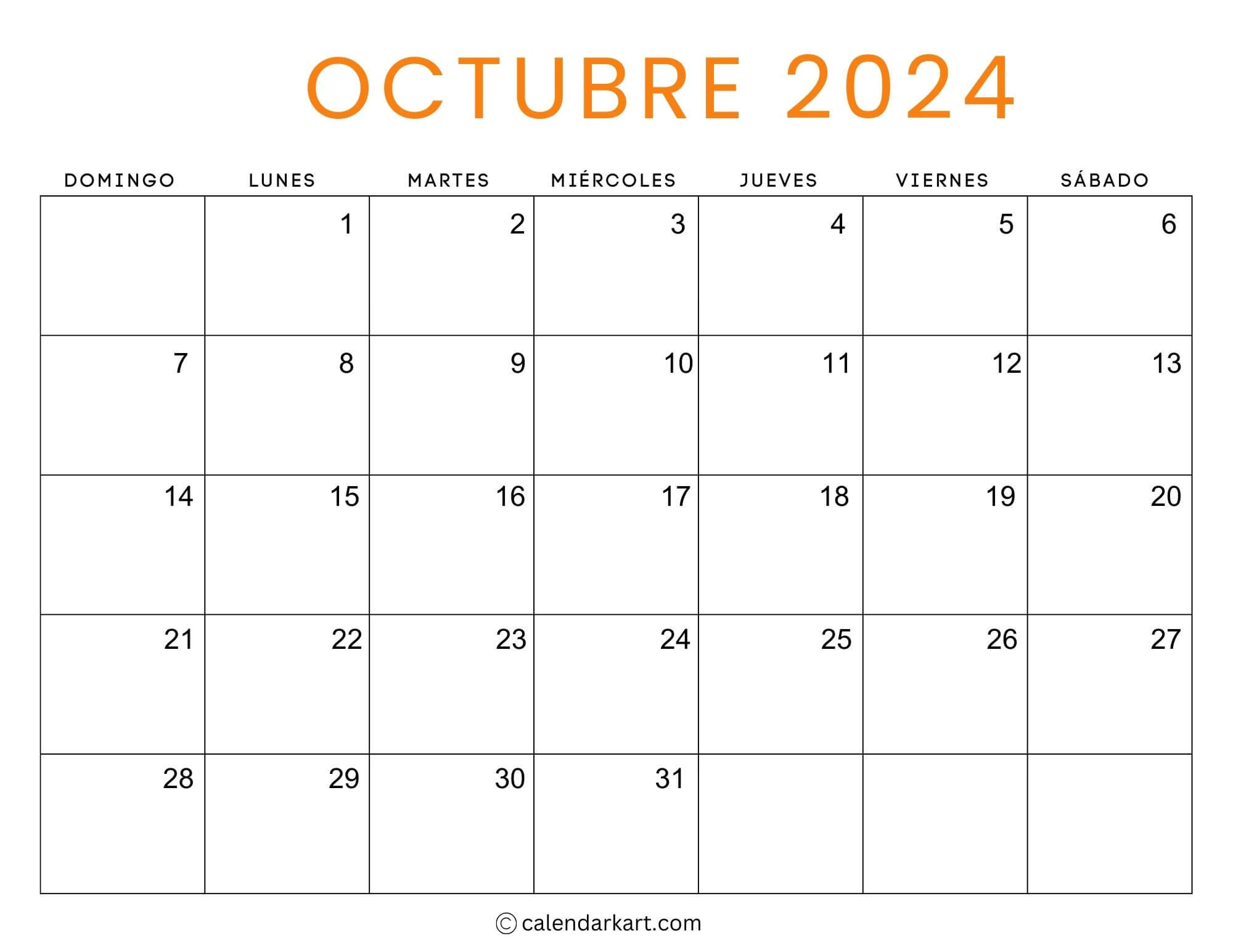 Spanish Calendar October 2024 Printable Calendar