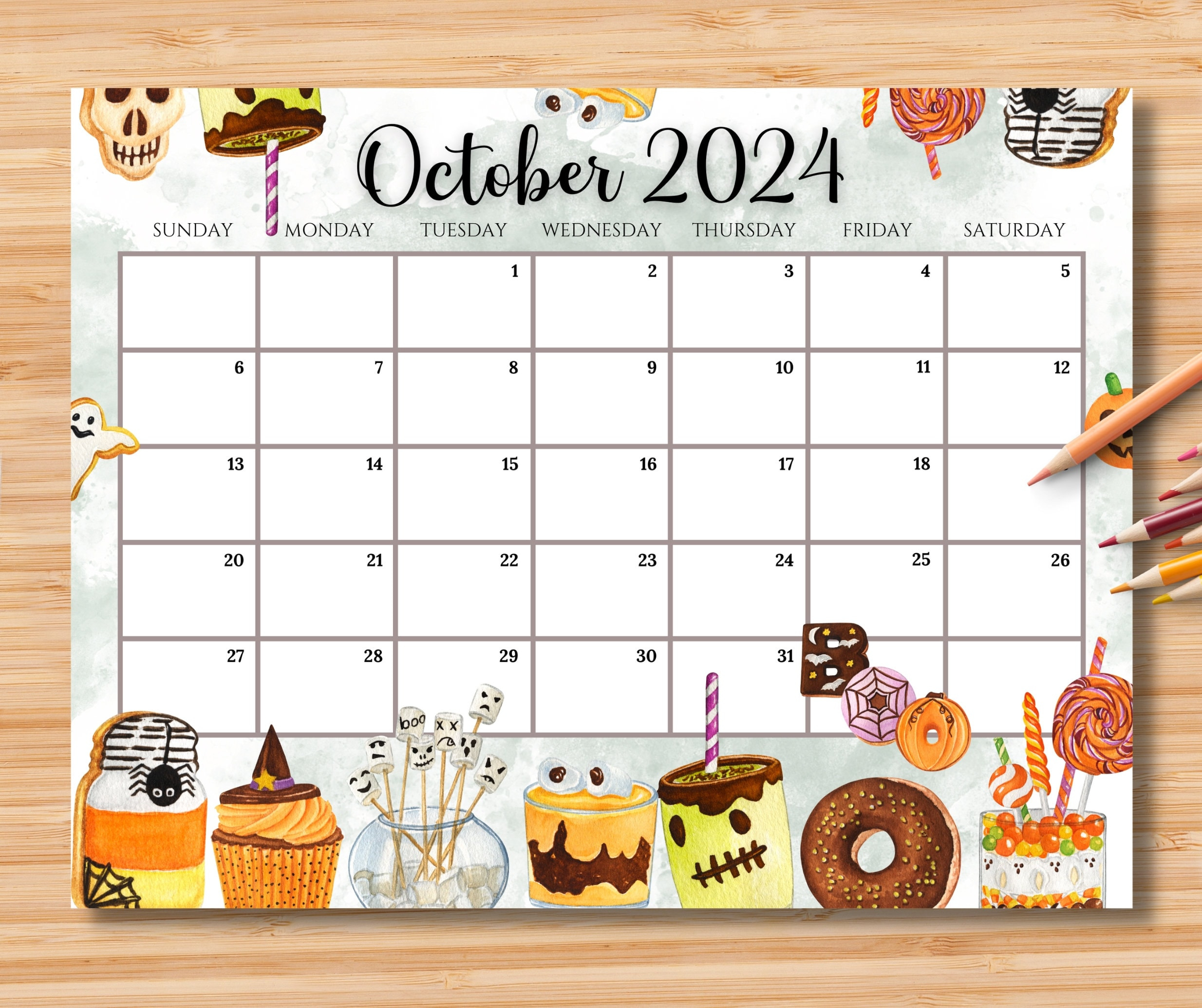 Editable October 2024 Calendar, Spooky Halloween With Cute Sweet intended for October Calendar 2024 Editable