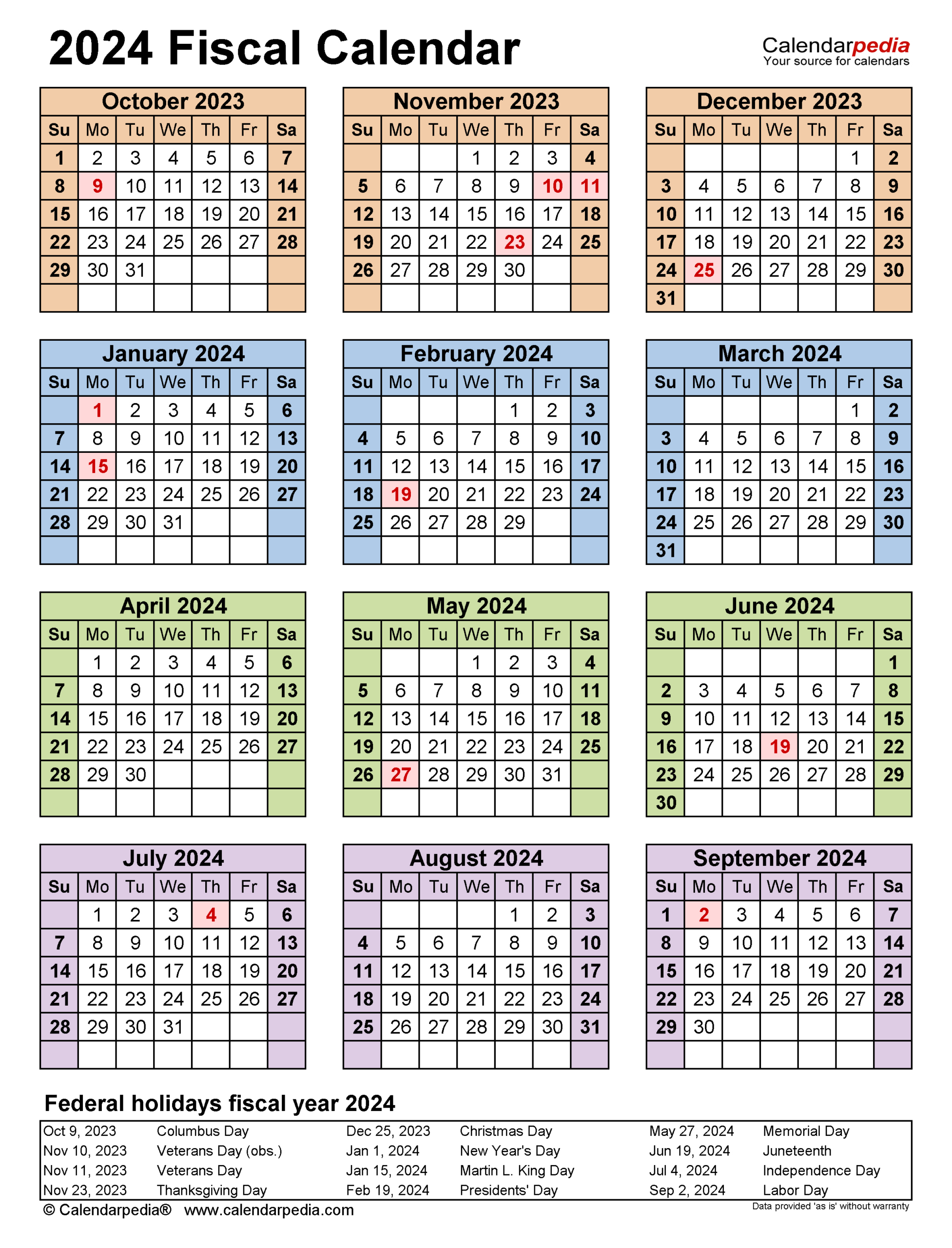 Fiscal Calendars 2024 - Free Printable Pdf Templates with regard to October Earnings Calendar 2024