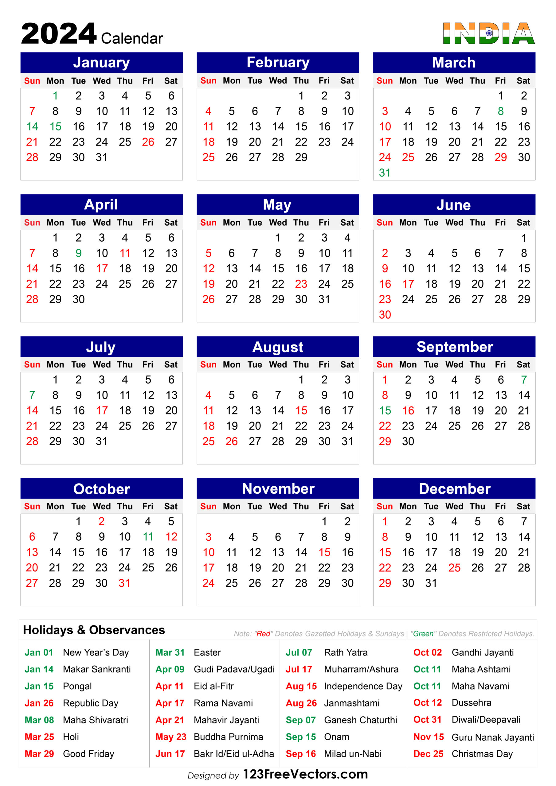 Free 2024 Calendar India intended for October 2024 Calendar With Holidays India