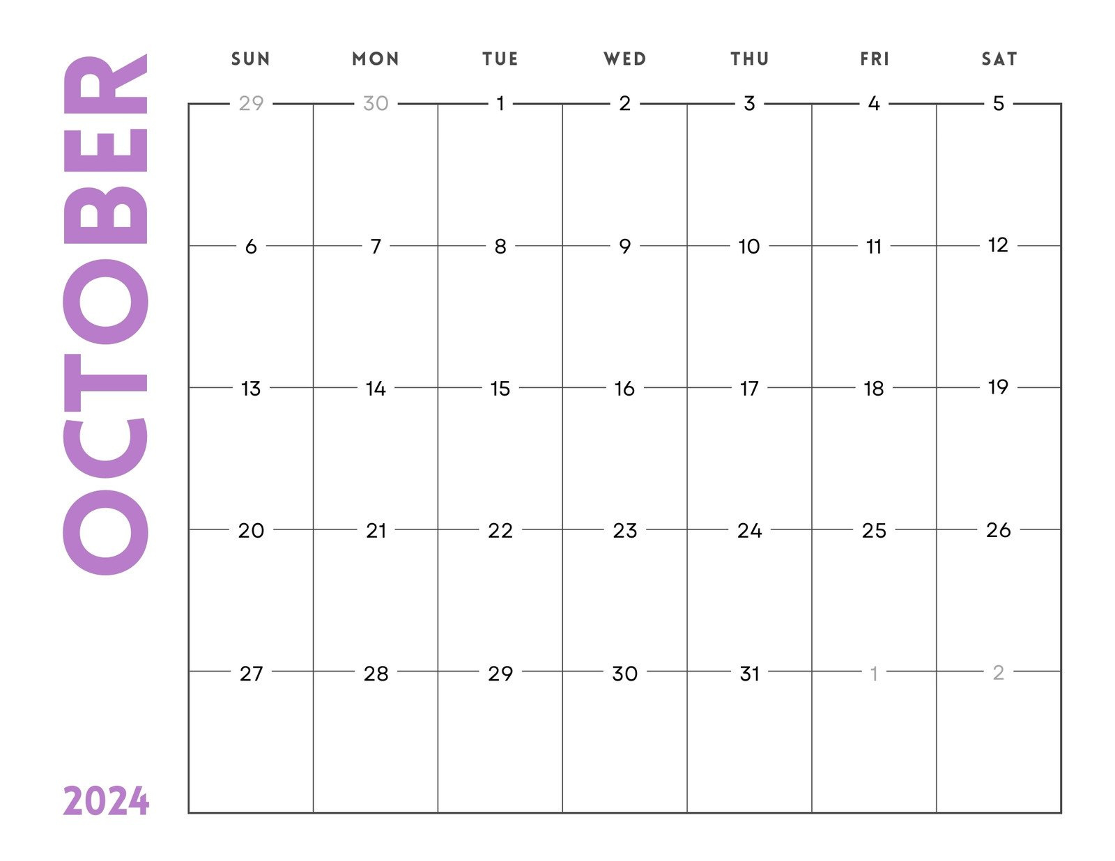 Free October 2024 Calendar Templates To Customize | Canva for October 2024 Calendar Planner Printable