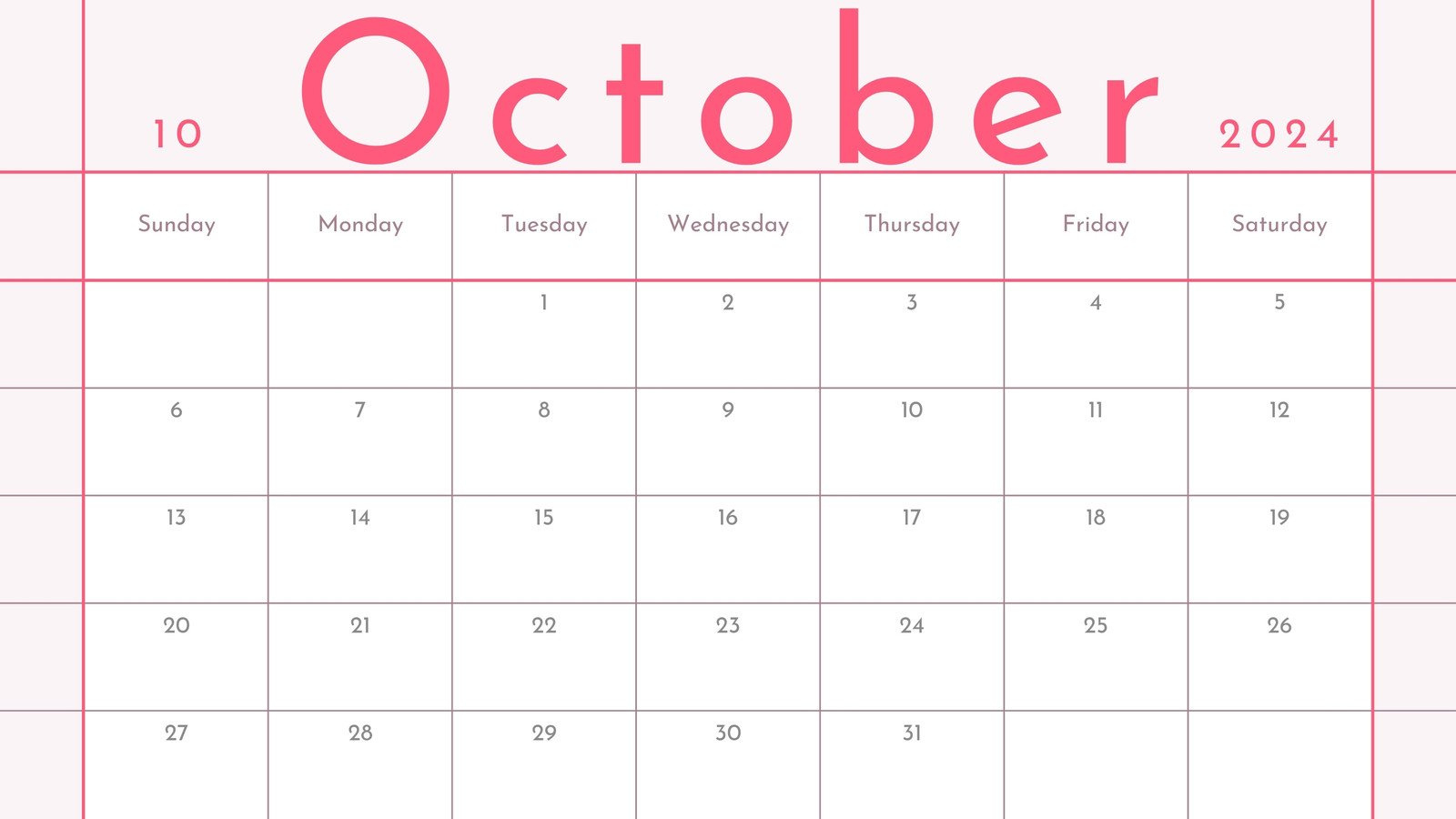 Free October 2024 Calendar Templates To Customize | Canva inside October Calendar 2024 Pink