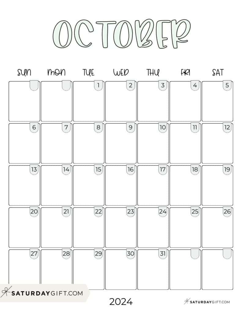 October 2024 Calendar - 20 Cute &amp;amp; Free Printables | Saturdaygift inside Pdf October 2024 Calendar