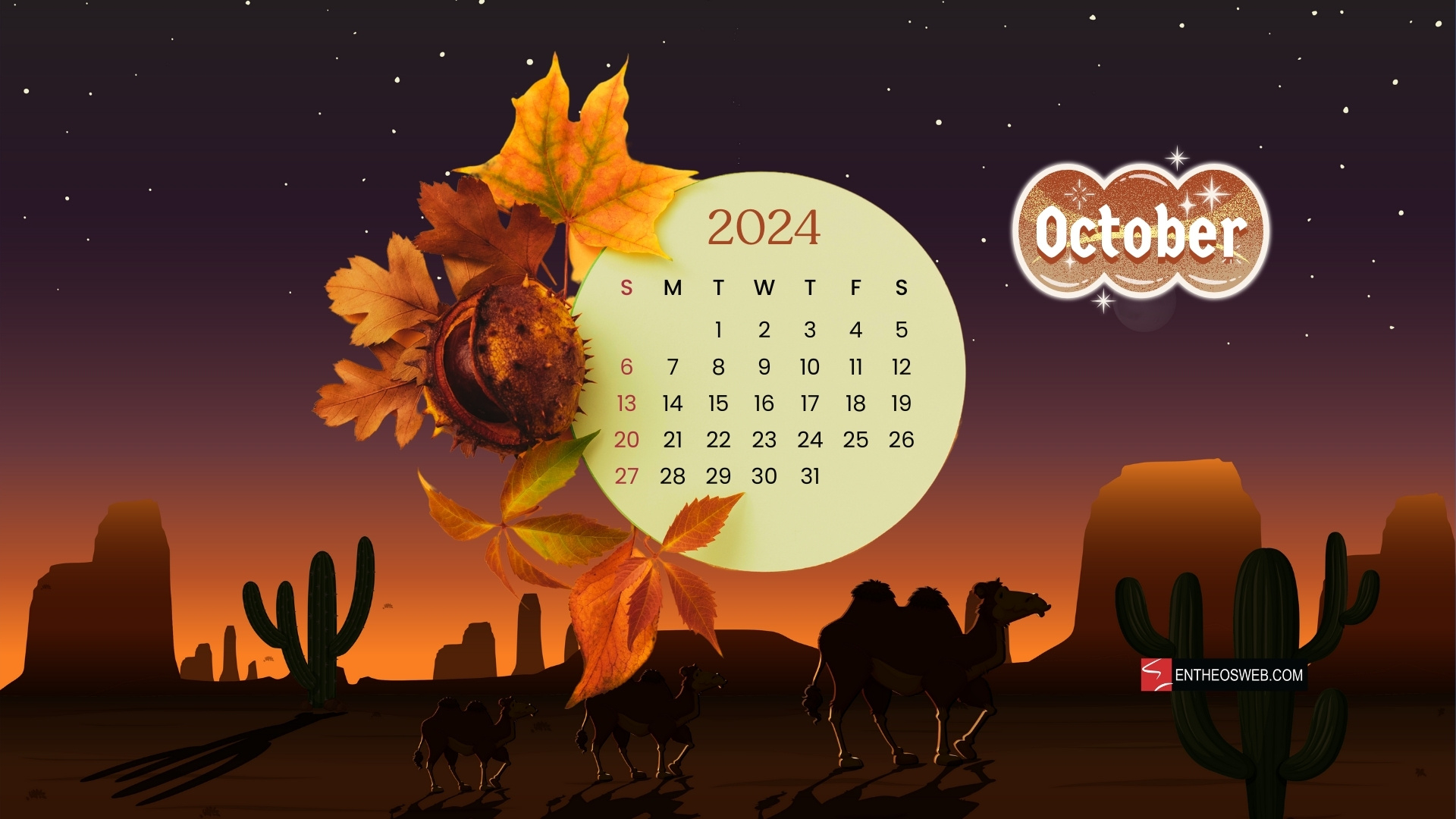 October 2024 Calendar Desktop Wallpaper Backgrounds | Entheosweb intended for October 2024 Calendar Wallpaper