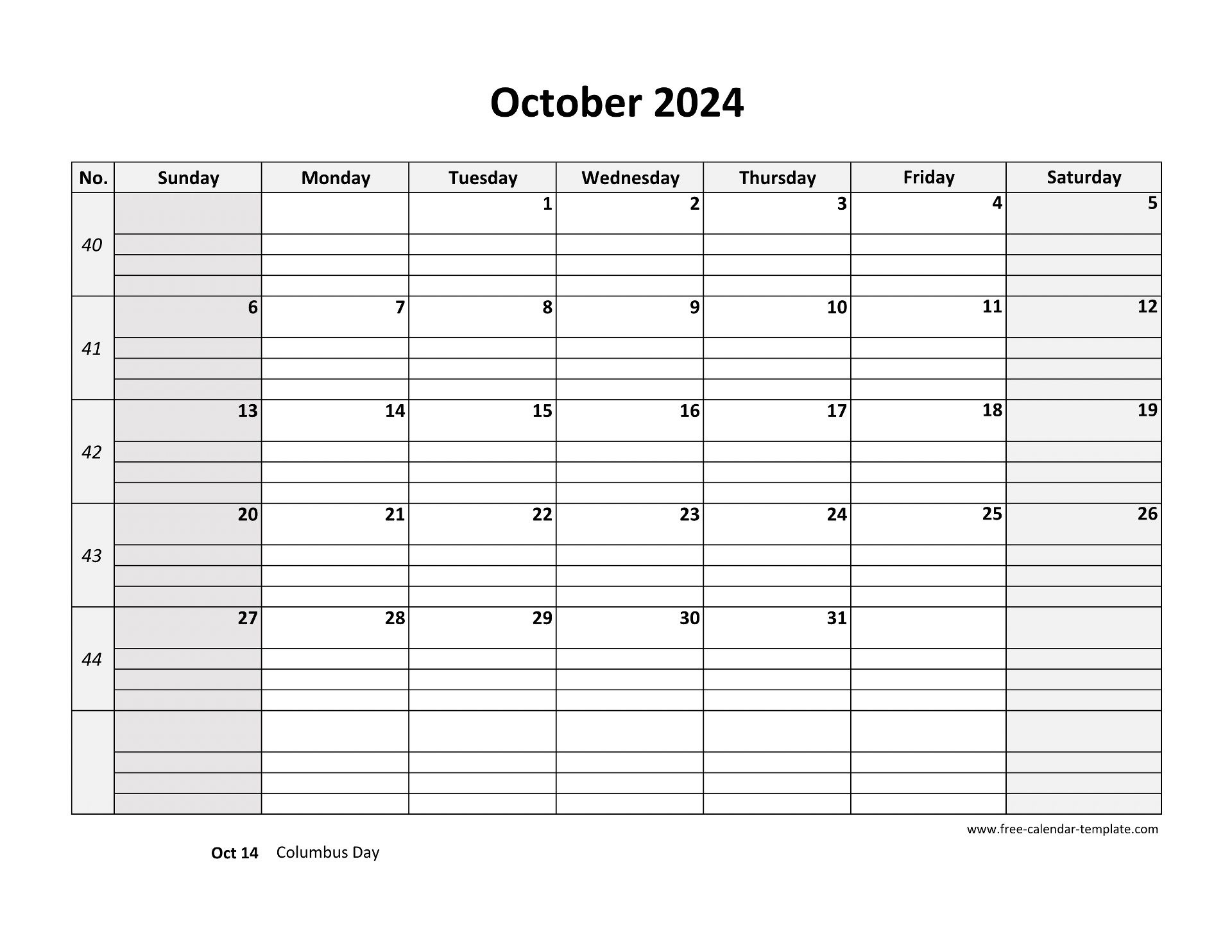 October 2024 Calendar Free Printable With Grid Lines Designed inside October Calendar 2024 With Lines