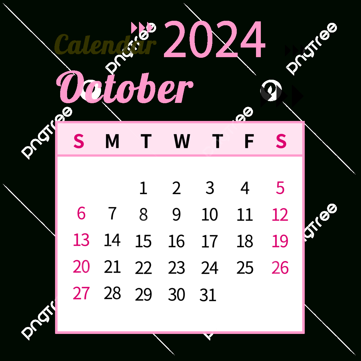 October 2024 Calendar Simple Pink, 2024, October, Calendar Png And inside October Calendar 2024 Pink