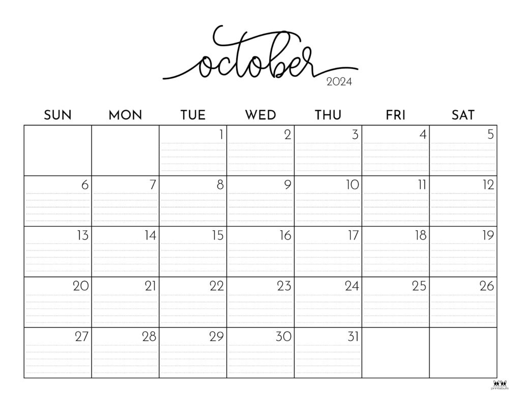 October 2024 Calendars - 50 Free Printables | Printabulls in October Calender 2024