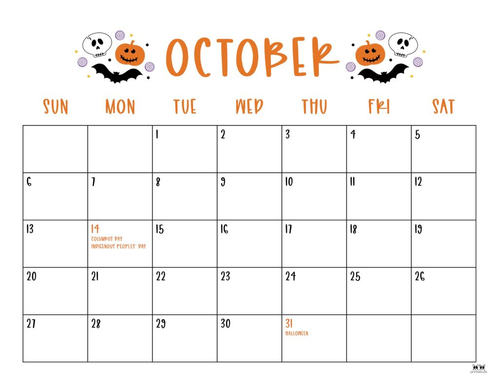 October 2024 Calendars - 50 Free Printables | Printabulls inside Blank Calendar October 2024 Free Printable