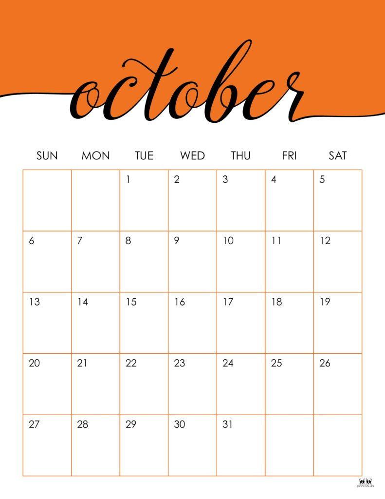 October 2024 Calendars - 50 Free Printables | Printabulls pertaining to Printabulls October 2024 Calendar