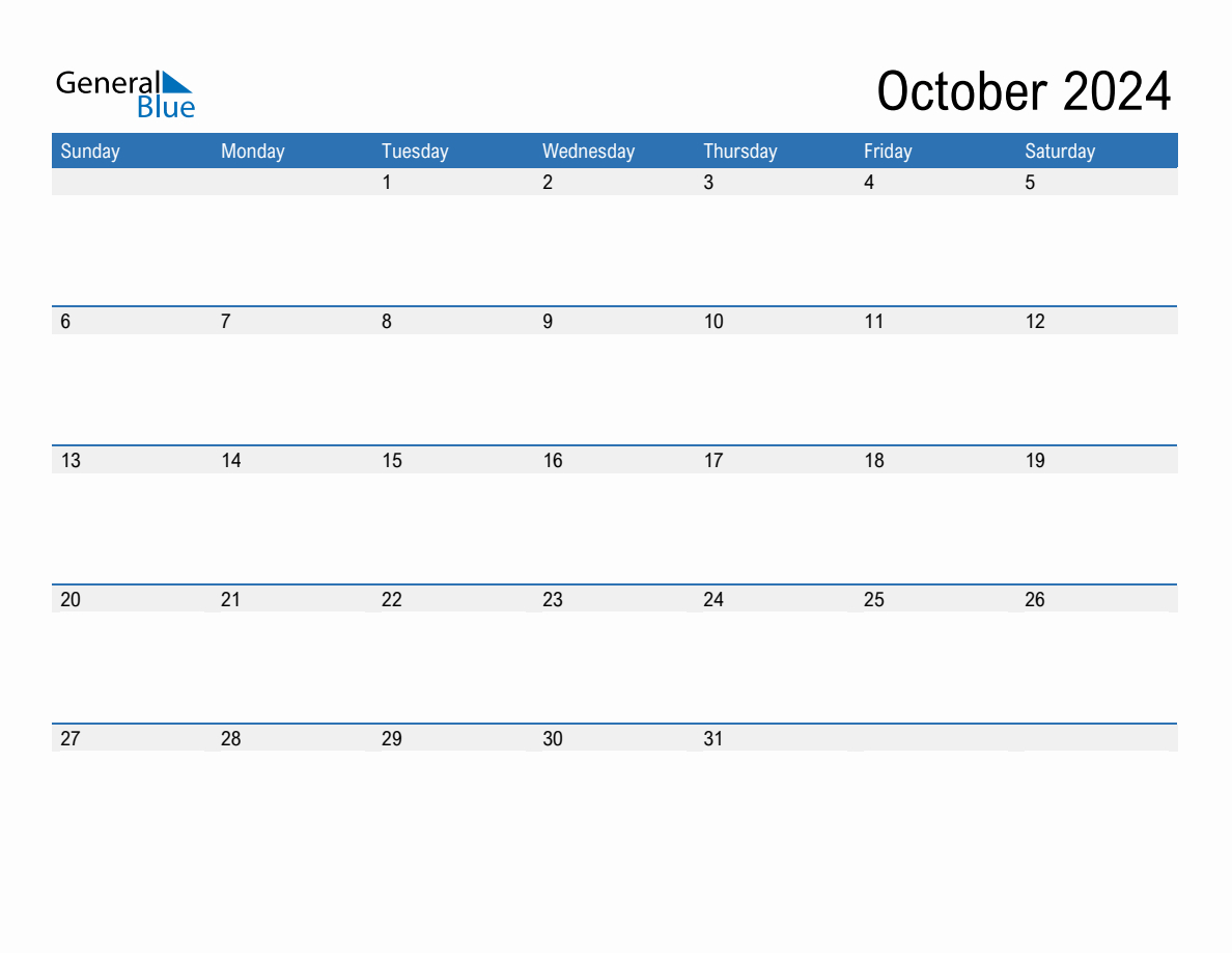 October 2024 Monthly Calendar (Pdf, Word, Excel) inside October 2024 Calendar Printable Word