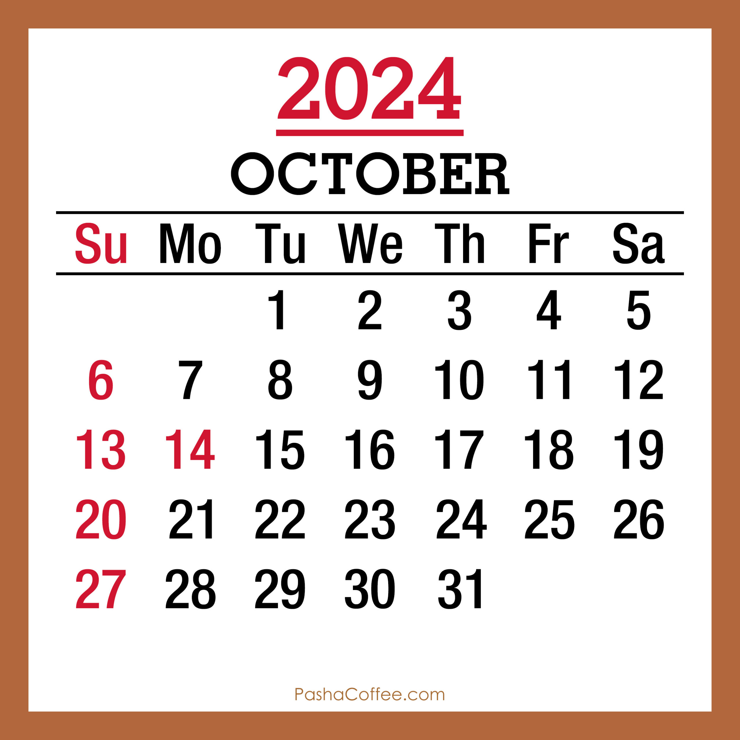 October 2024 Monthly Calendar With Holidays, Printable Free, Beige regarding October Calendar With Holidays 2024