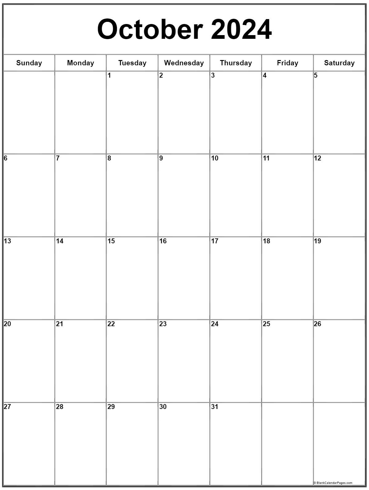 October 2024 Vertical Calendar | Portrait intended for October 2024 Calendar Vertical Printable