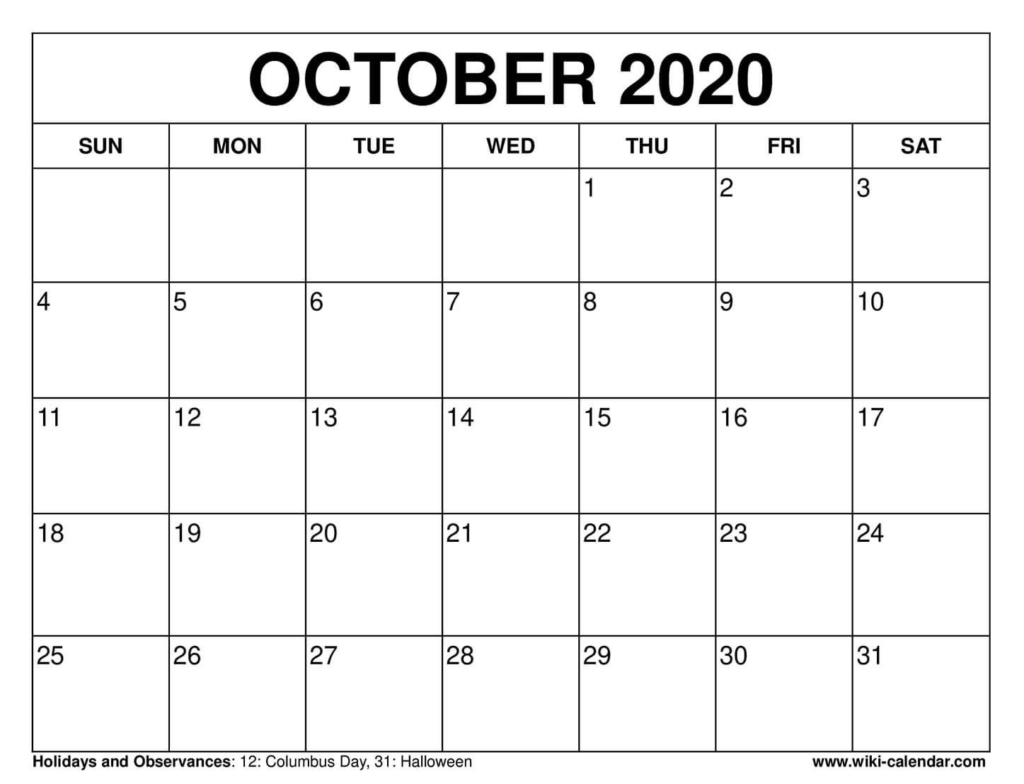 Printable October 2024 Calendar Templates With Holidays for Free Printable Calendar October 2024 Wiki