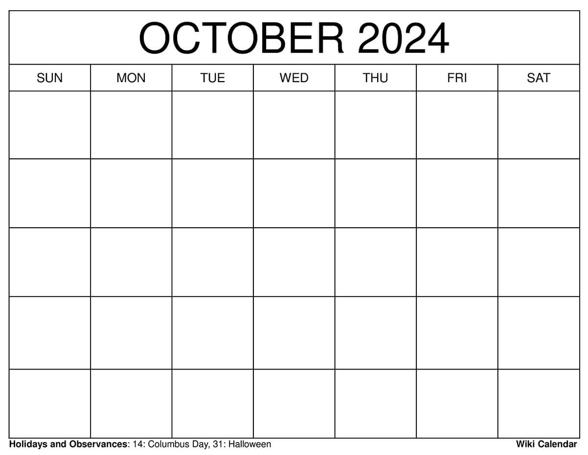 Printable October 2024 Calendar Templates With Holidays for October And November 2024 Calendar With Holidays