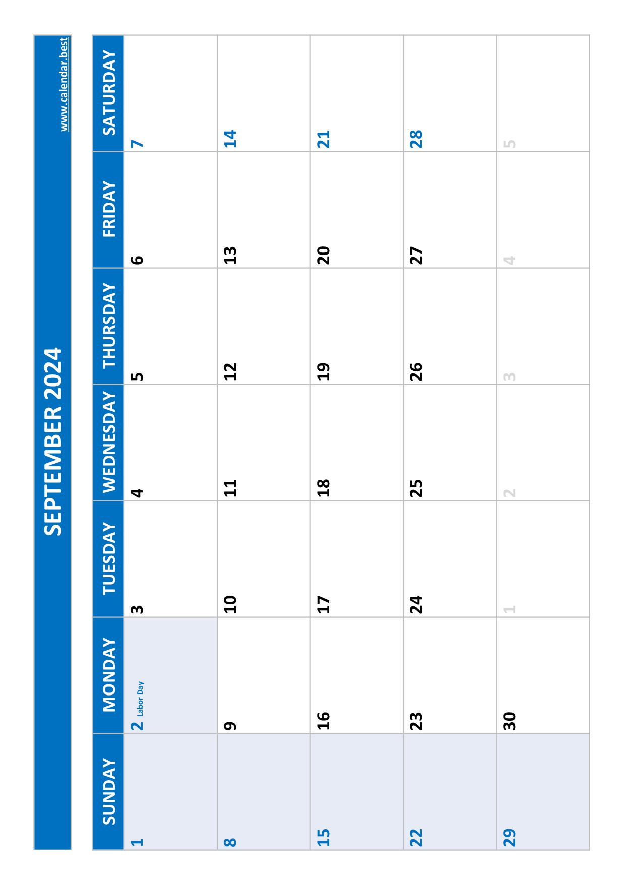 September 2024 Calendar -Calendar.best throughout September October 2024 Calendar With Holidays