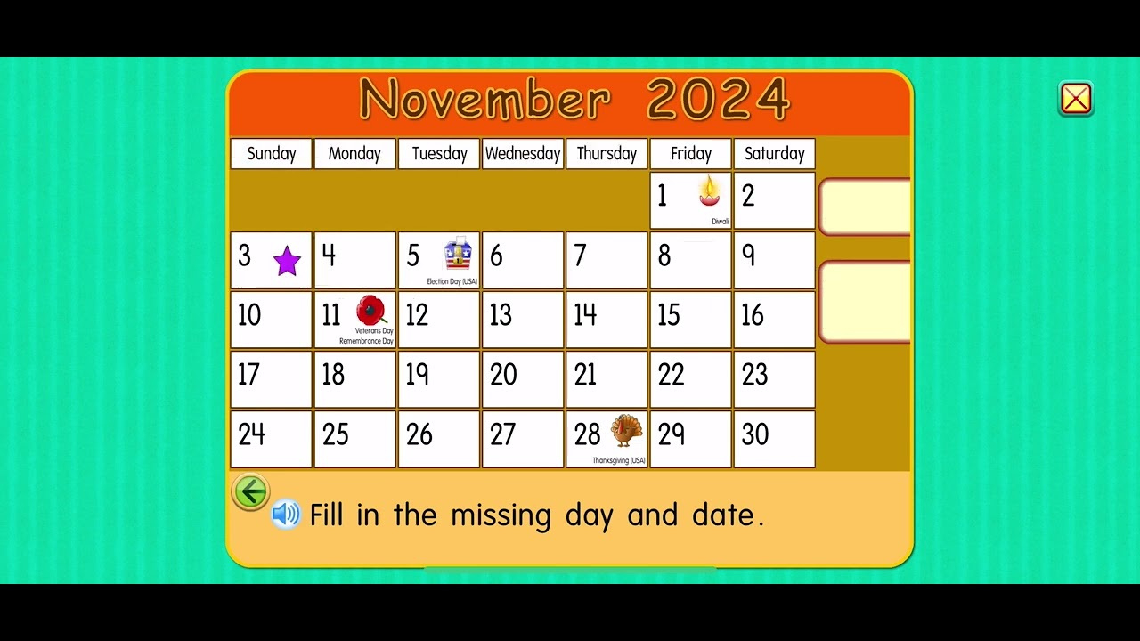 Starfall Calendar November 3, 2024 for Starfall Calendar October 2024