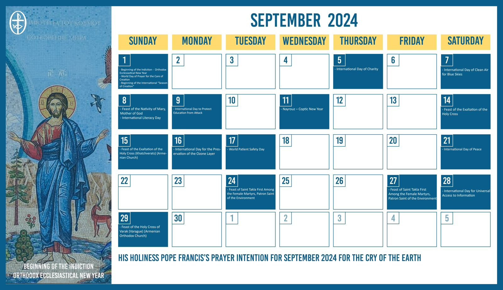 The Middle East Council Of Churches Issues The Ecumenical Calendar within October Saints Calendar 2024