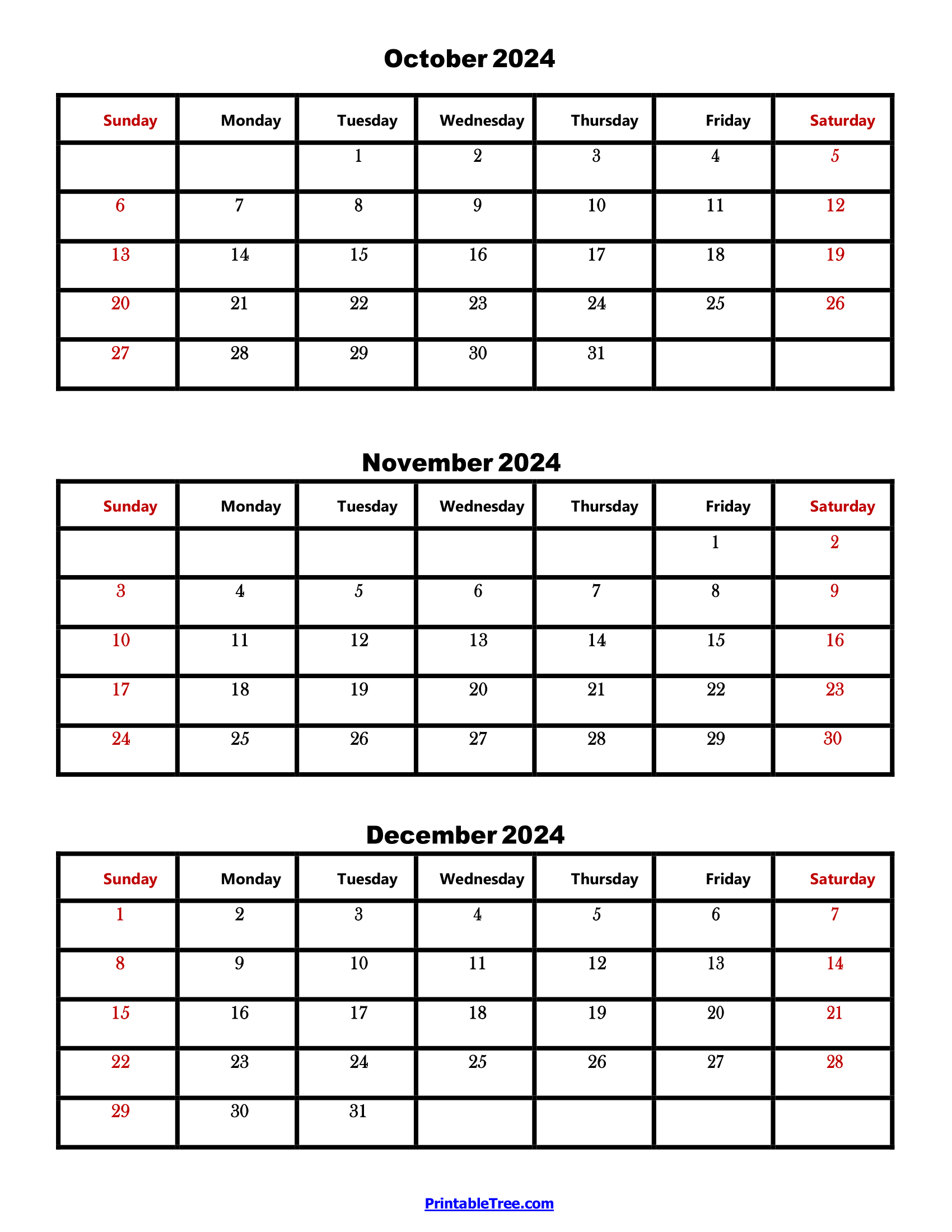 Three Months Calendar Printable Pdf 2024- 2025 with regard to October-December 2024 Calendar