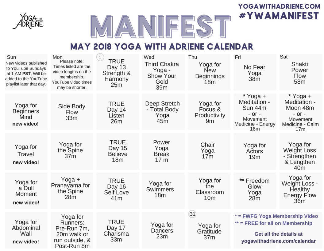 Yoga With Adrienne Calendar with Yoga With Adriene October 2024 Calendar