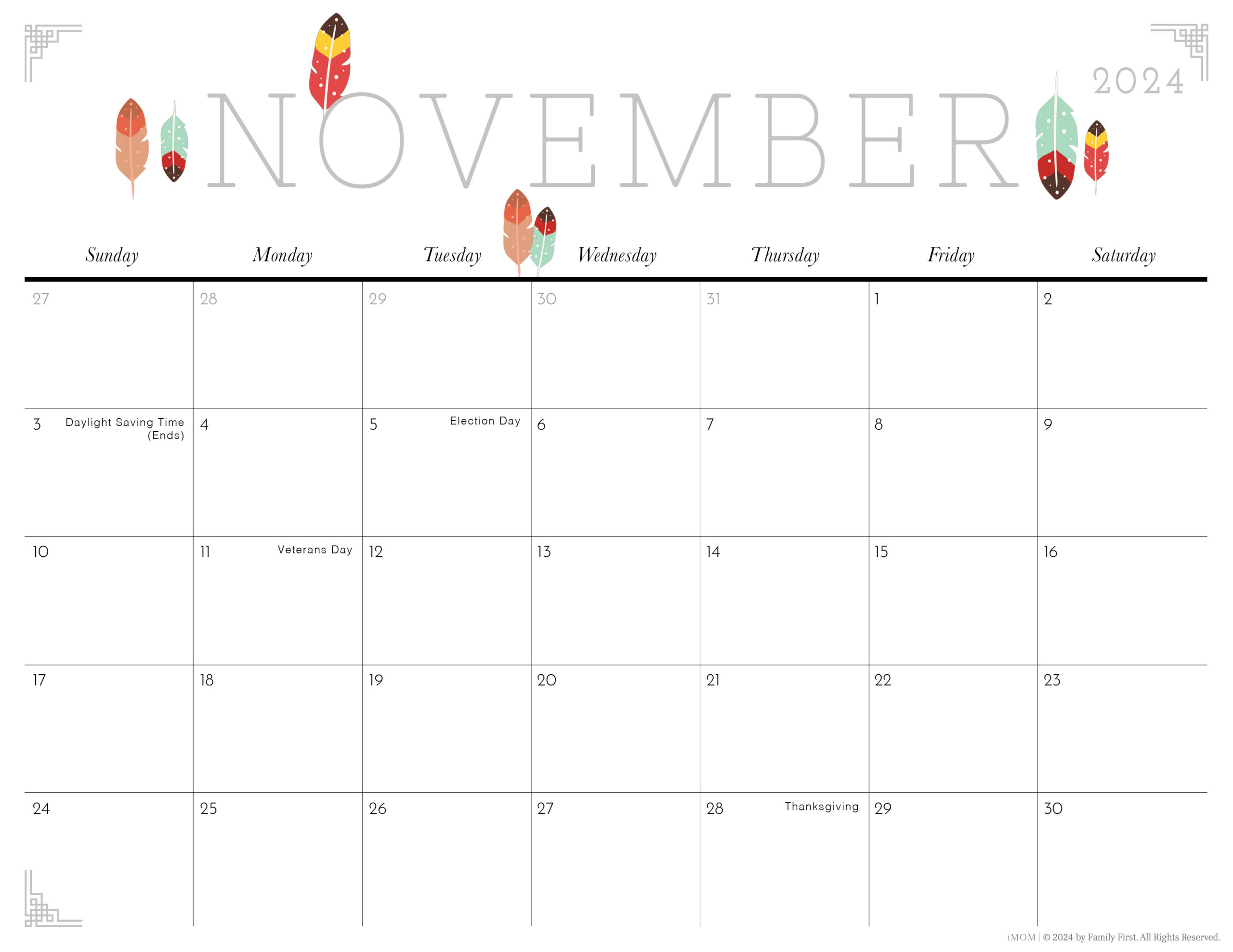 2024-2025 Cute Printable Calendars For Moms - Imom for Imom Printable November 2024 Calendar