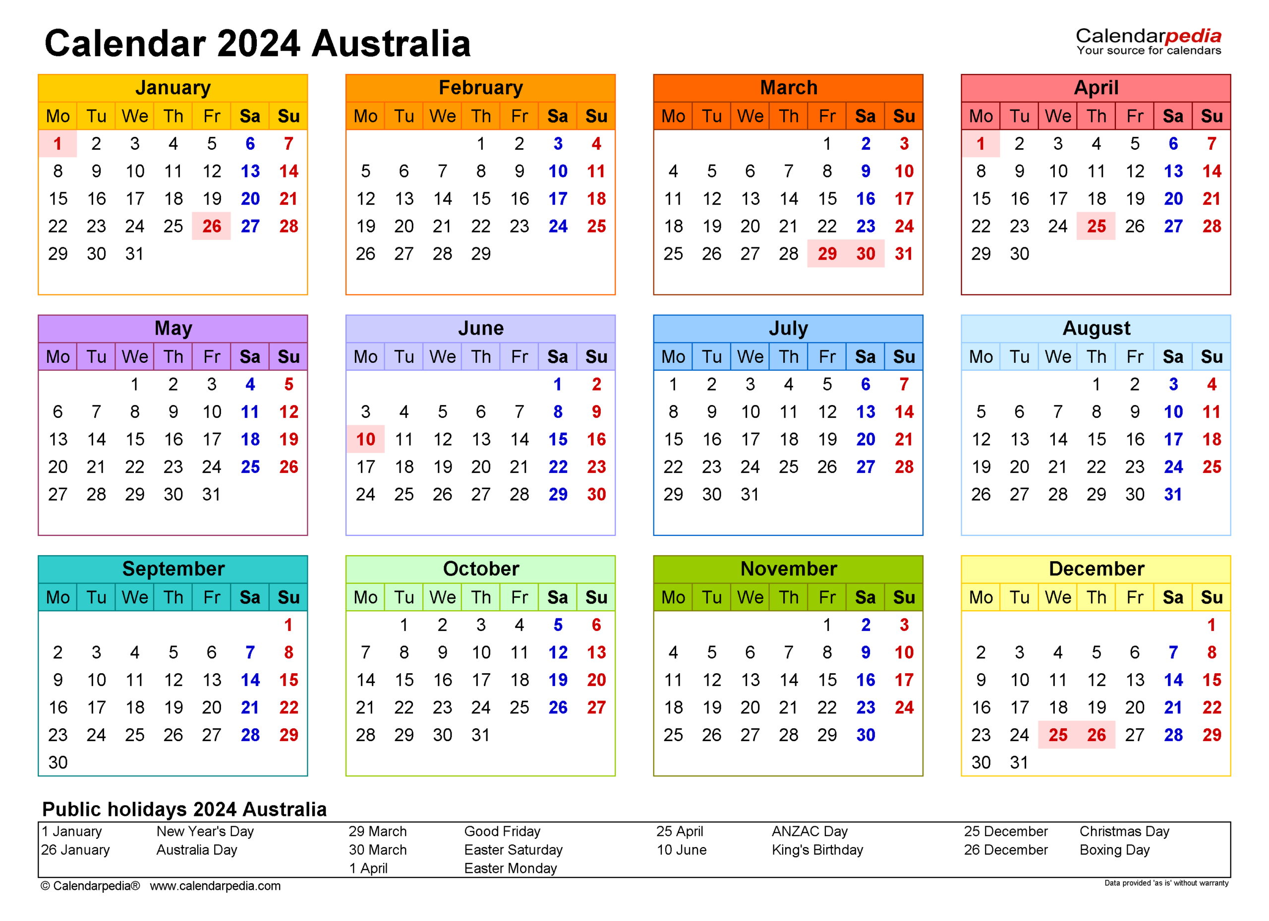 Australia Calendar 2024 - Free Printable Pdf Templates in November 2024 Printable Calendar Australia