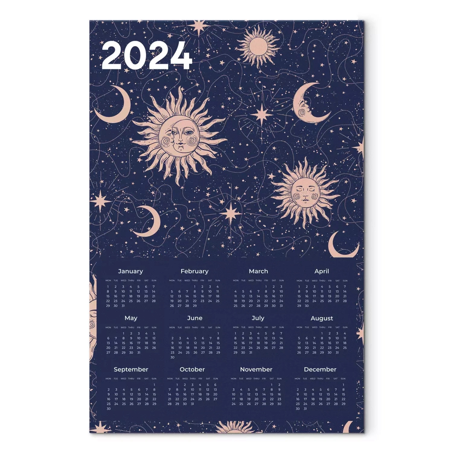 Canvas Print Calendar 2024 - Composition Showing Stars And Moon pertaining to November 2024 Glamour Calendar Printable