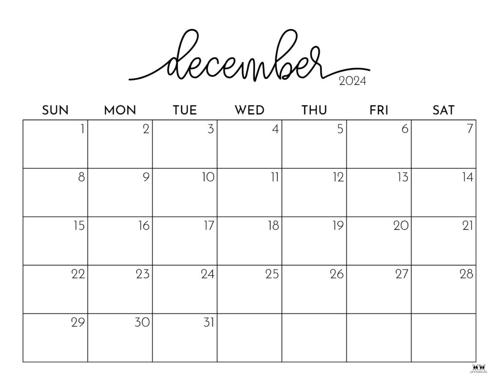 December 2024 Calendars - 50 Free Printables | Printabulls throughout November And December 2024 Calendar Printable