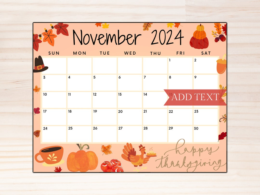 Editable November 2024 Calendar, Printable Wall Calendar 2024 with November 20242 Printable Calendar