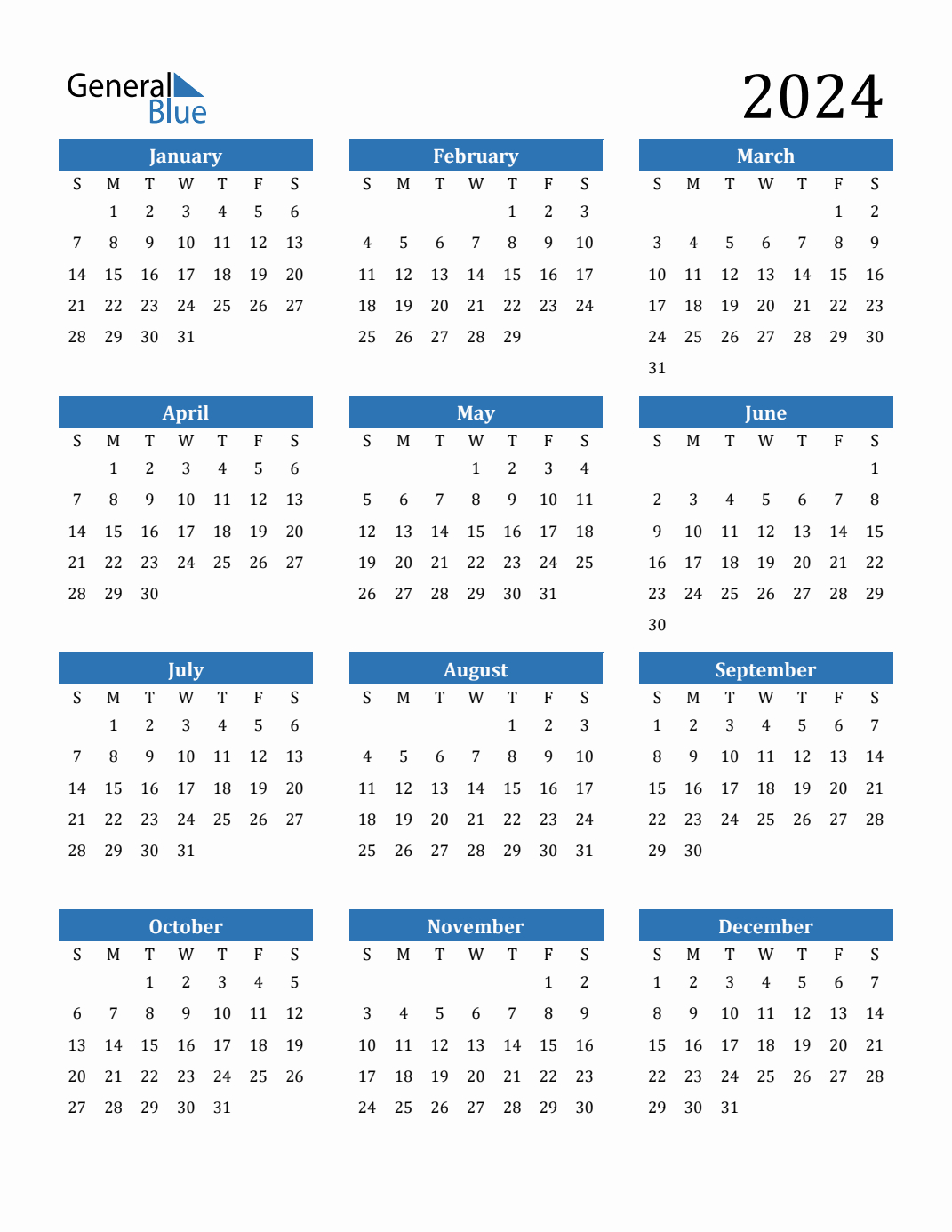 Free 2024 Calendars In Pdf, Word, Excel with November 2024 Calendar Printable General Blue