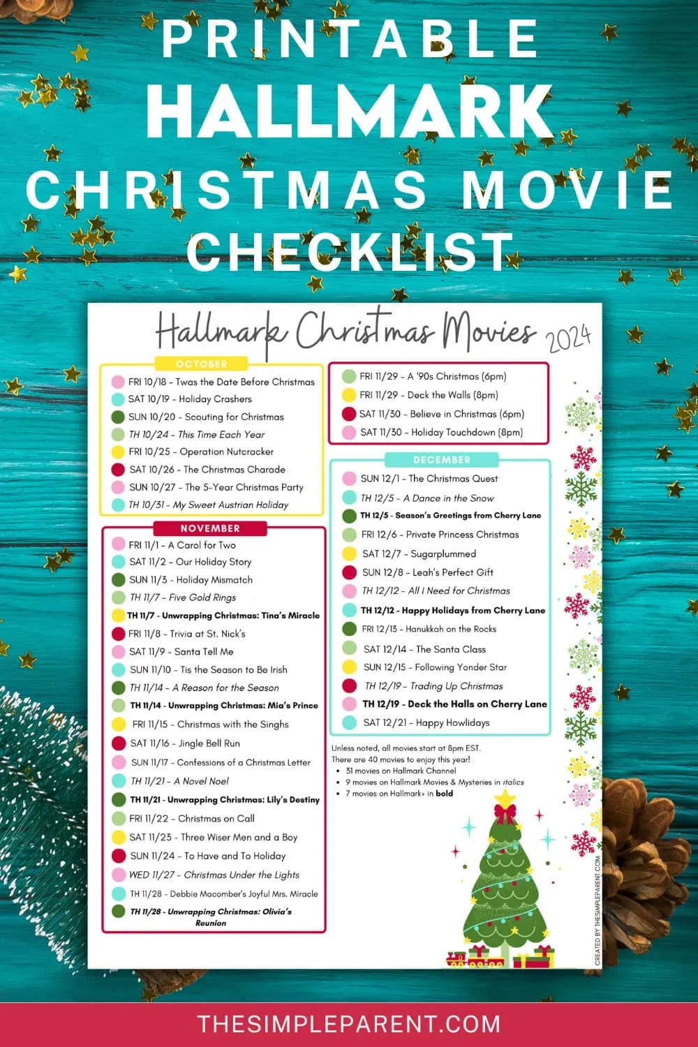 Free 2024 Printable Hallmark Christmas Movie Schedule with regard to Hallmark November 2024 Printable Calendar And Notes