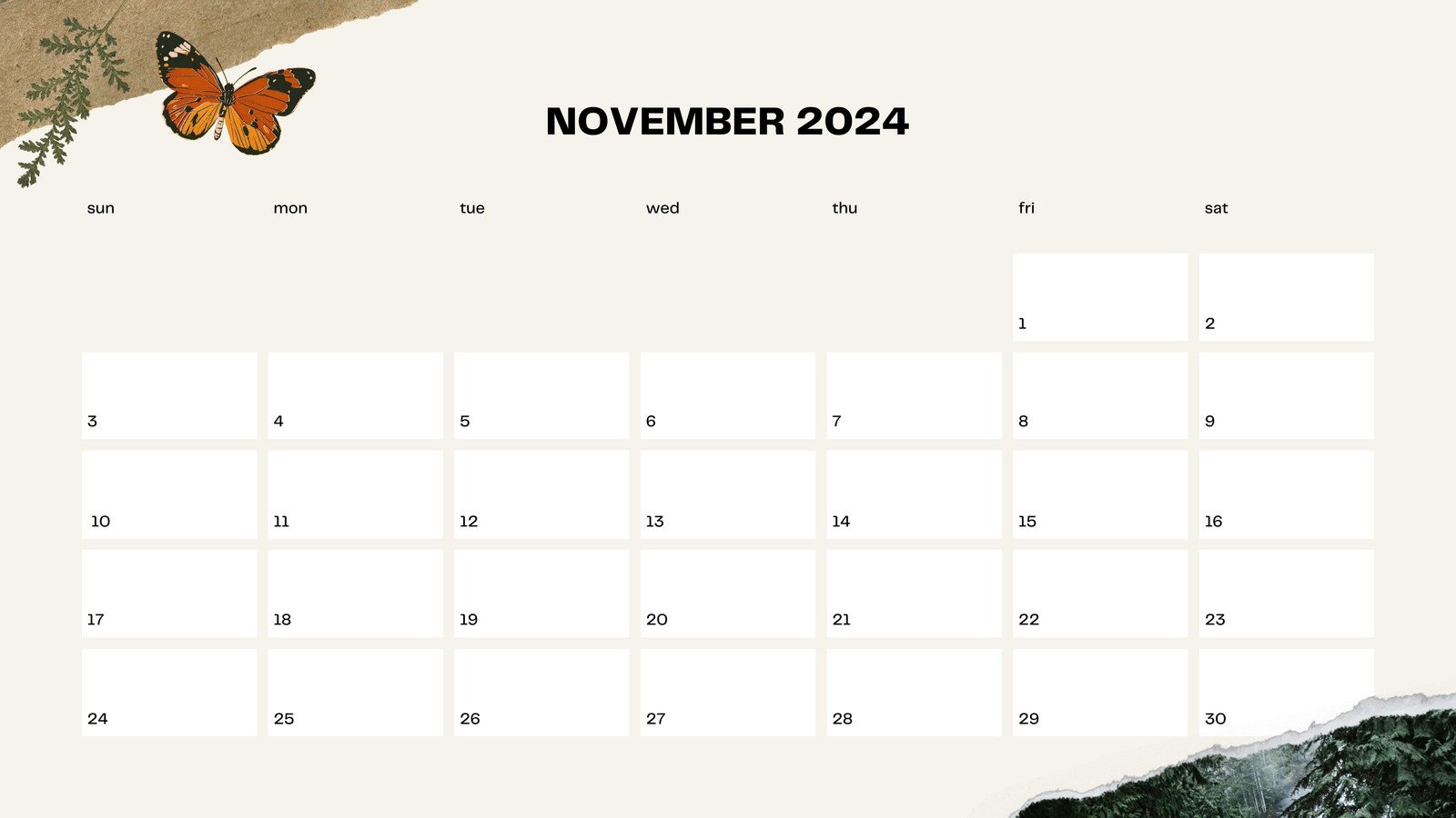 Free And Printable November 2024 Calendar Templates | Canva in Insects Printable Calendar November 2024