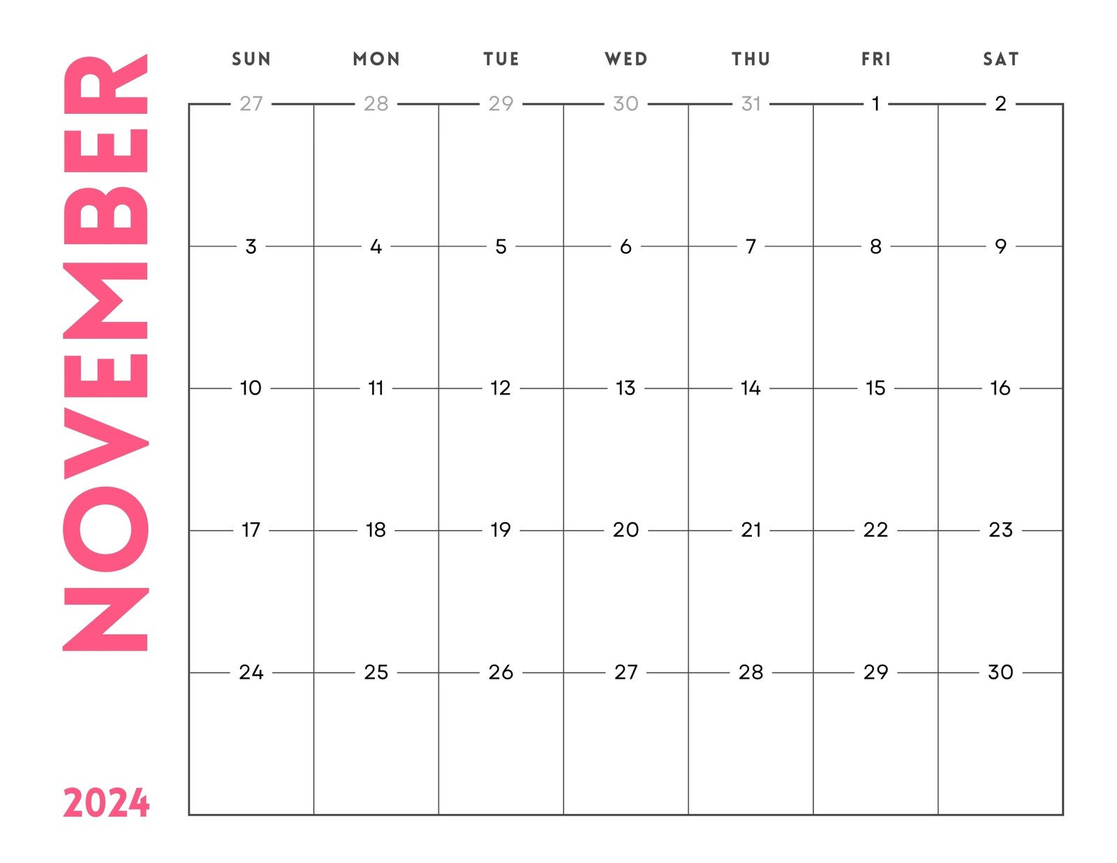 Free And Printable November 2024 Calendar Templates | Canva throughout Full Size Printable November 2024 Calendar