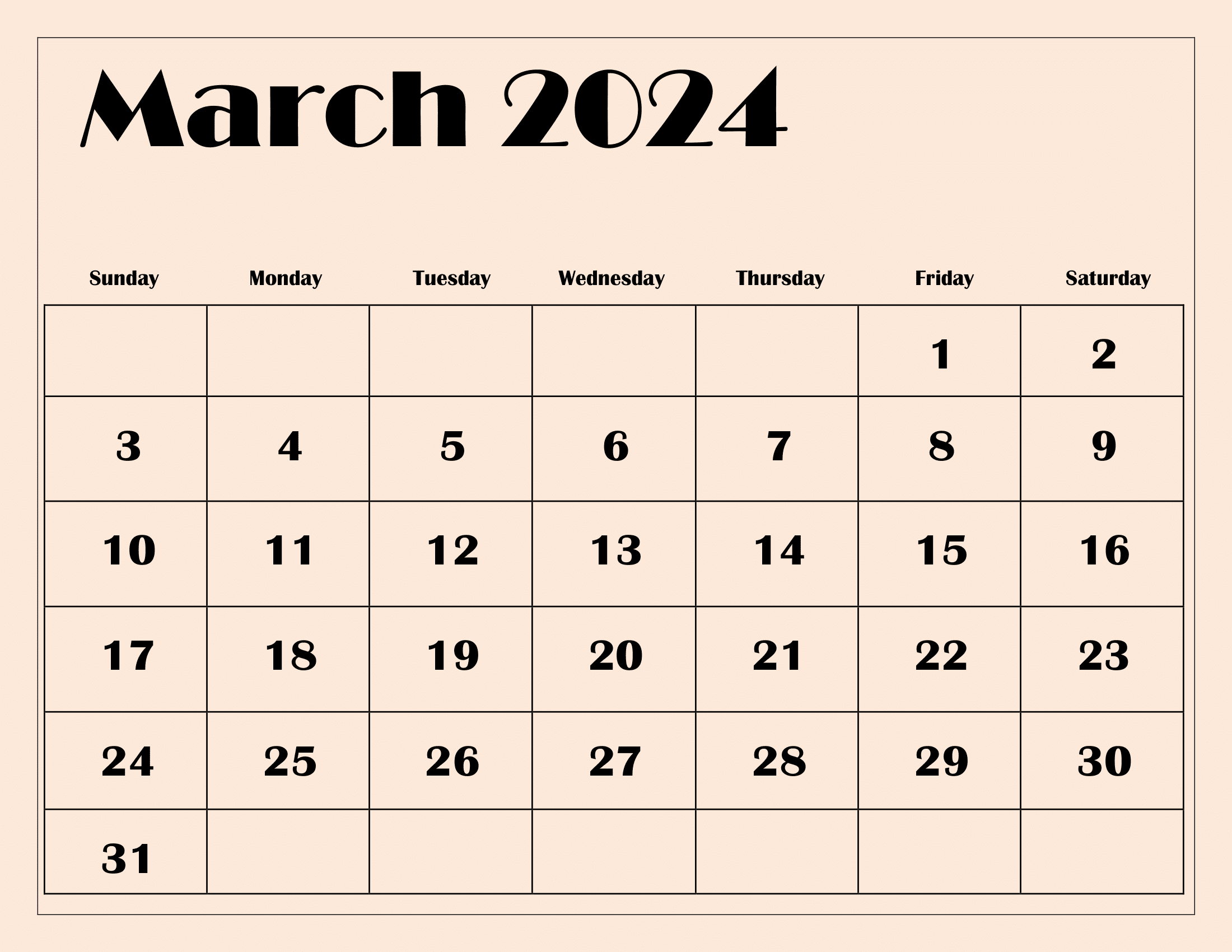 March 2024 Calendar Printable Pdf With Holidays Template Free inside November 2024 To March 2024 Calendar Printable