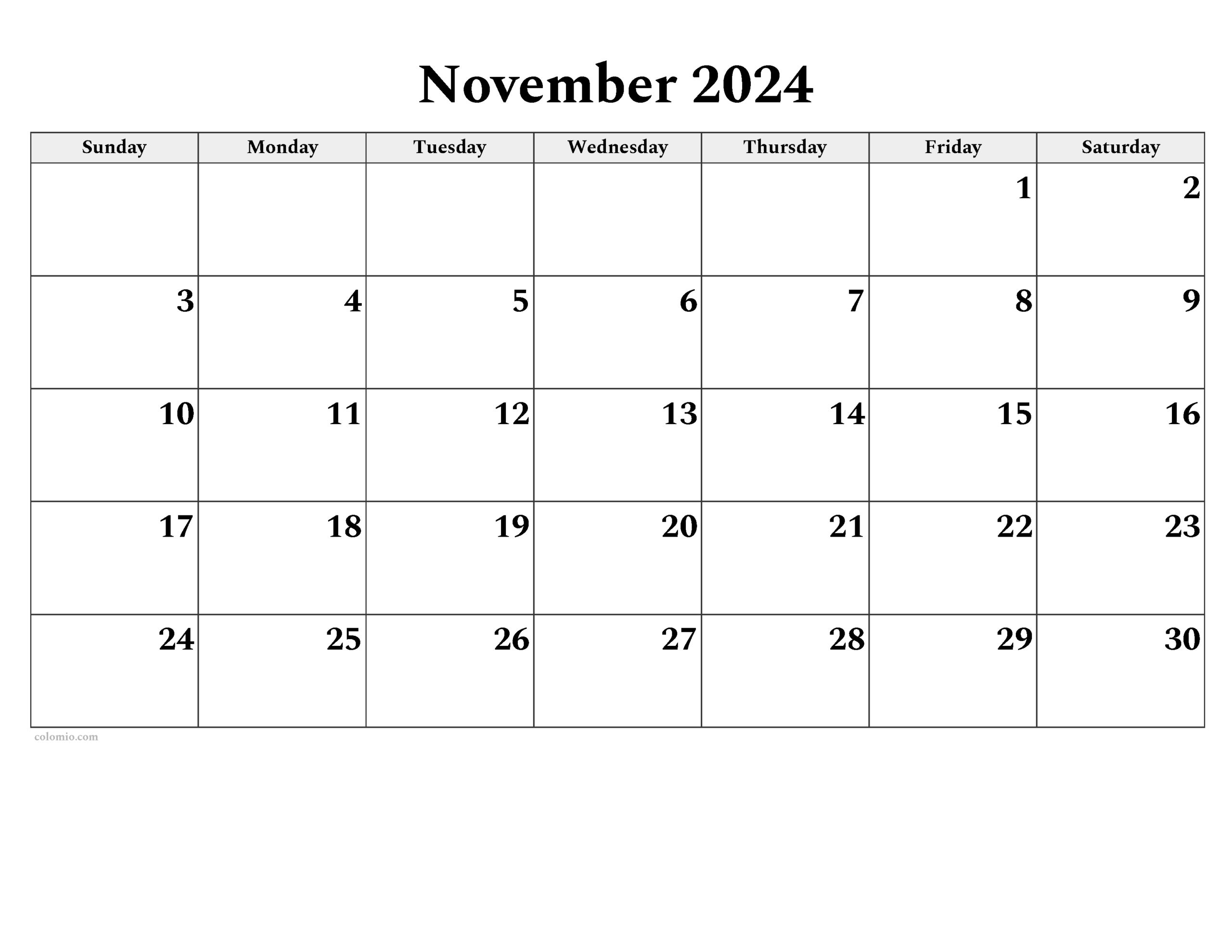 November 2024 Calendar | Free Printable Pdf, Xls And Png regarding November 2024 Free Printable Landscape Calendar