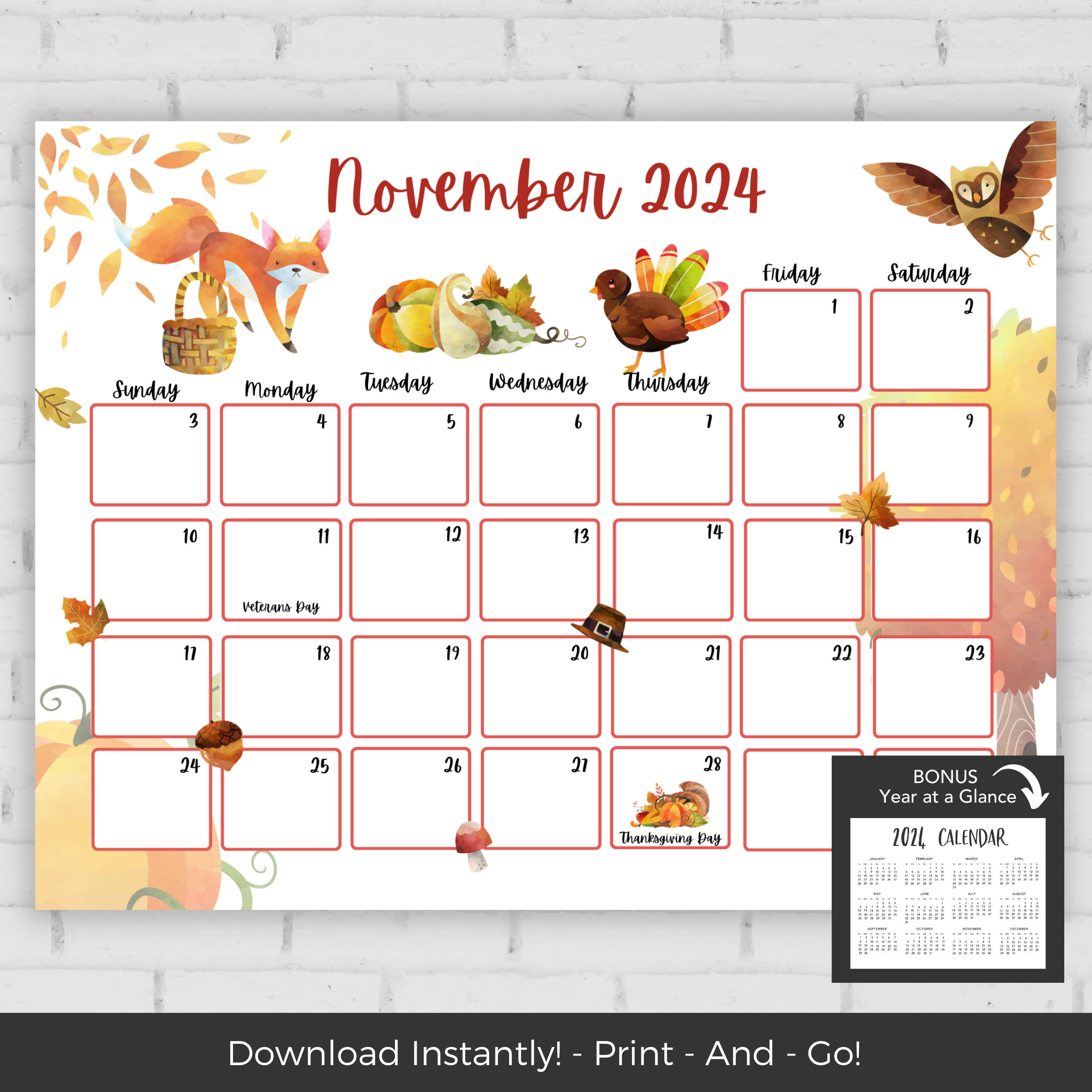 November 2024 Calendar, Kids Calendar Printable, Calendar 2024 regarding Insects Printable Calendar November 2024