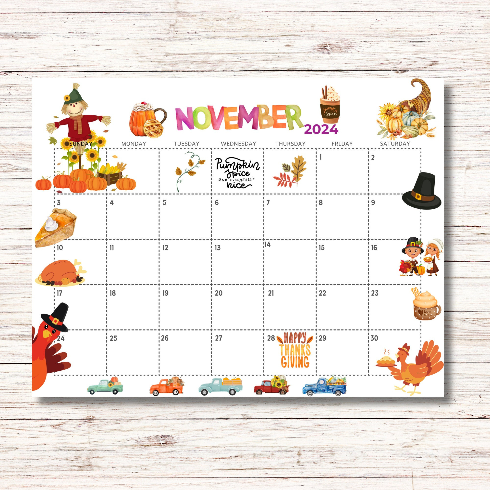 November 2024 Calendar Printable Kids Calendar 2024 Calendar Classroom School November Monthly Planner Kids Calendar Template Thanksgiving in Free Printable Children&amp;amp;#039;S Calendar November 2024