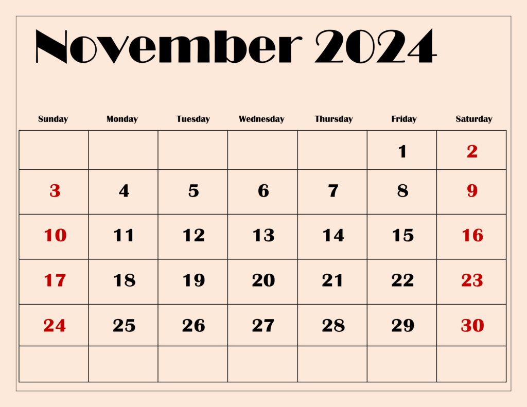 November 2024 Calendar Printable Pdf Template With Holidays throughout Printable Calendar November December 2024 January 2024