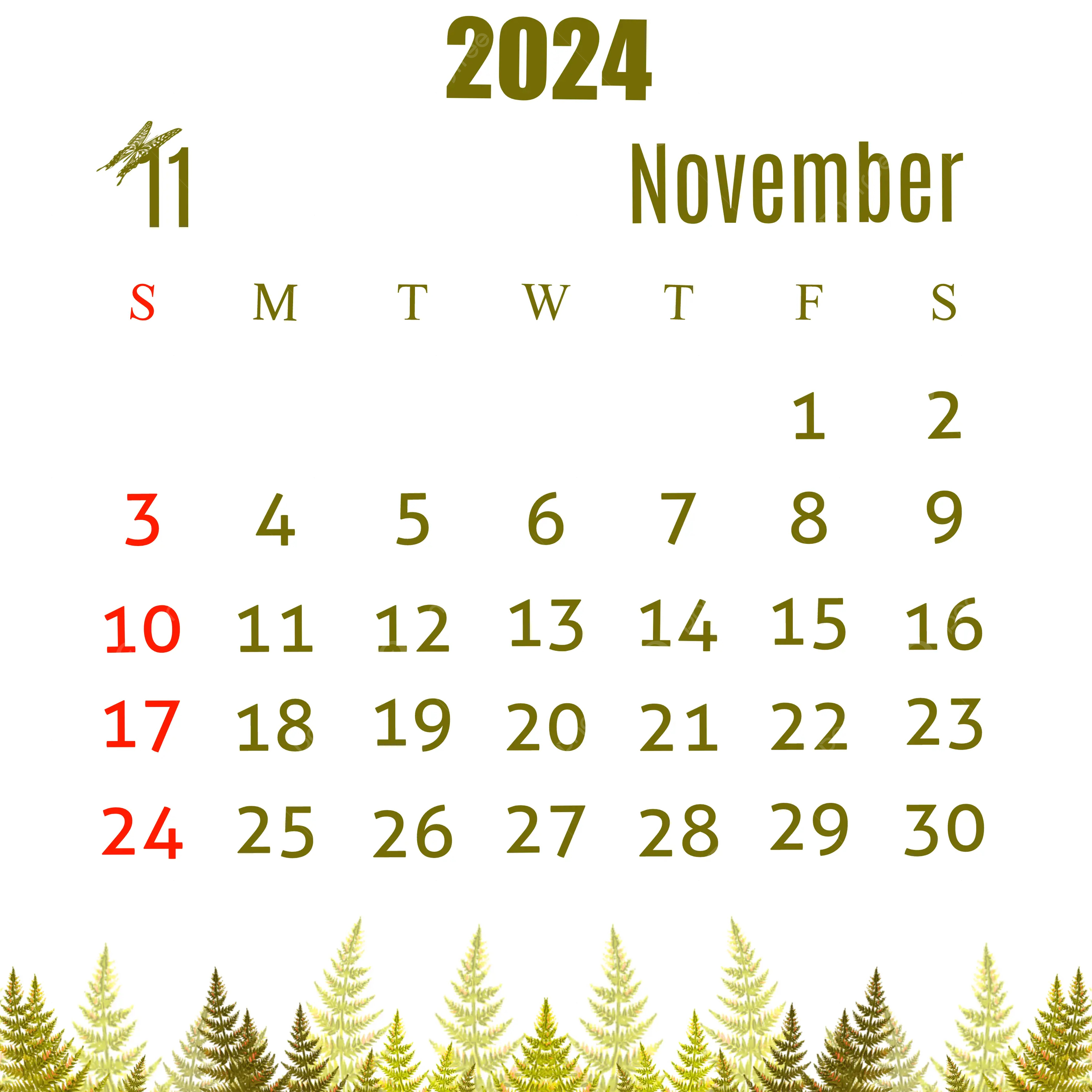 November 2024 Calendar Yellow Illustration Design Template throughout November 2024 Design Printable Calendar