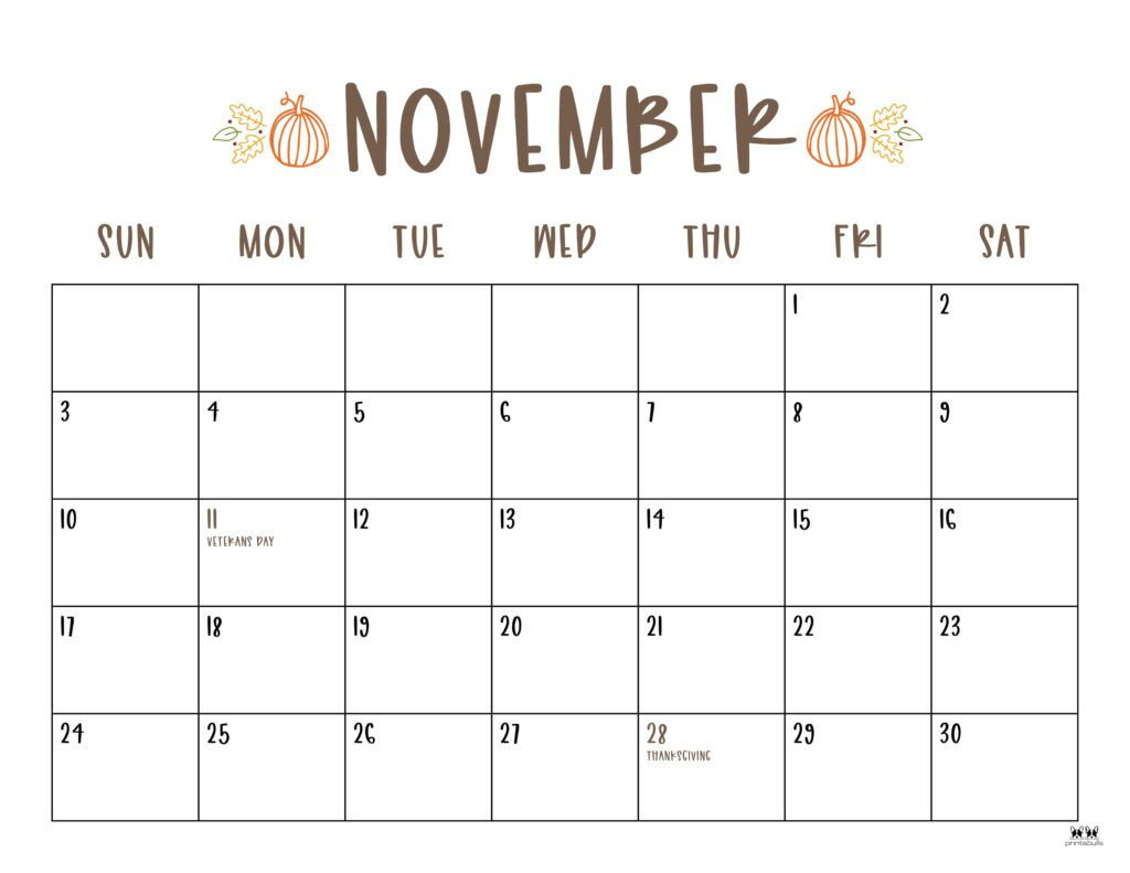 November 2024 Calendars - 50 Free Printables | Printabulls in Fun Printable November 2024 Calendar