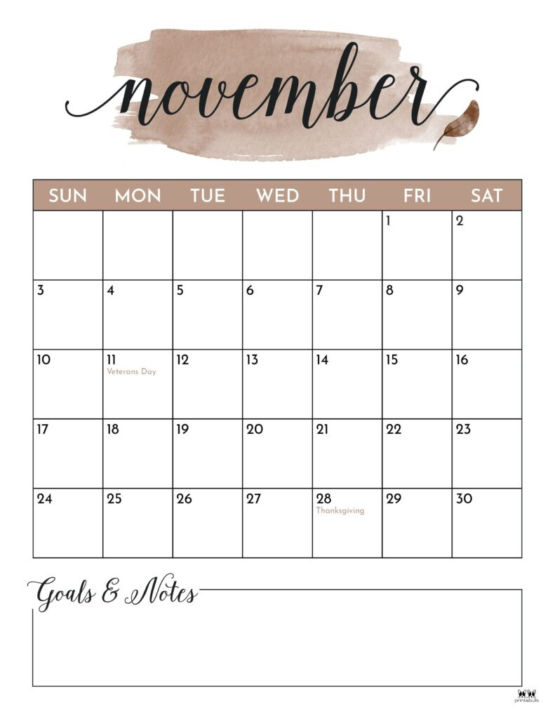 November 2024 Calendars - 50 Free Printables | Printabulls with November 2024 Calendar Printable Pinterest