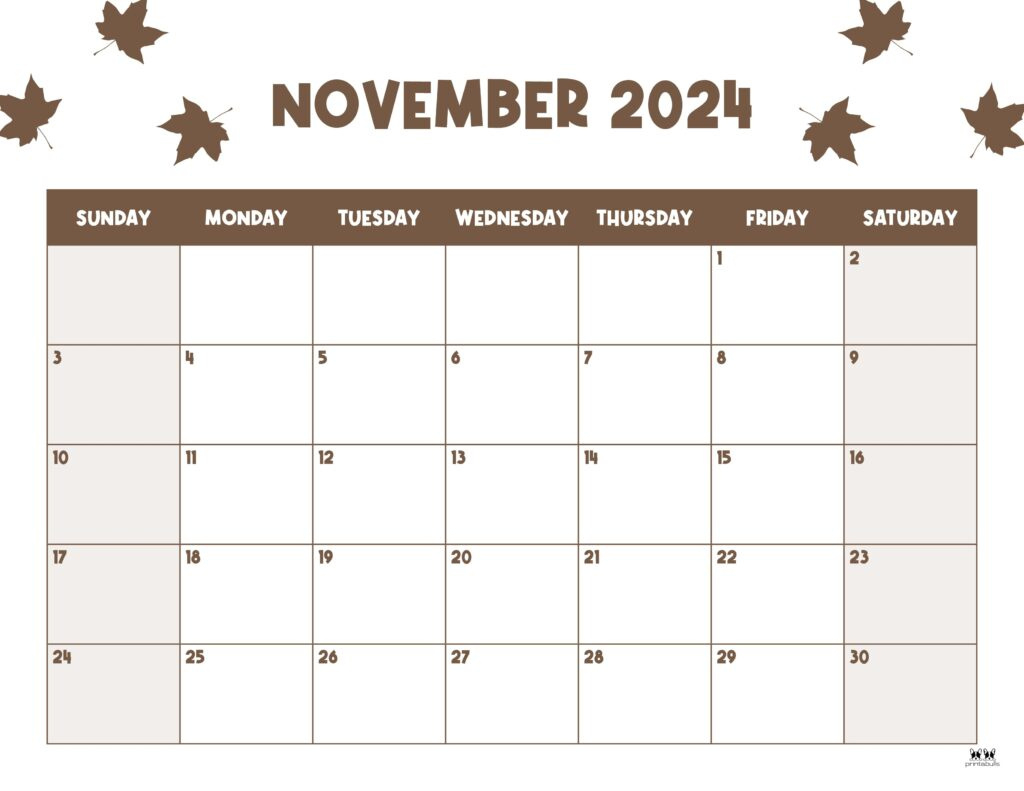 November 2024 Calendars - 50 Free Printables | Printabulls with regard to November 2024 Calendar Printable Aesthetic