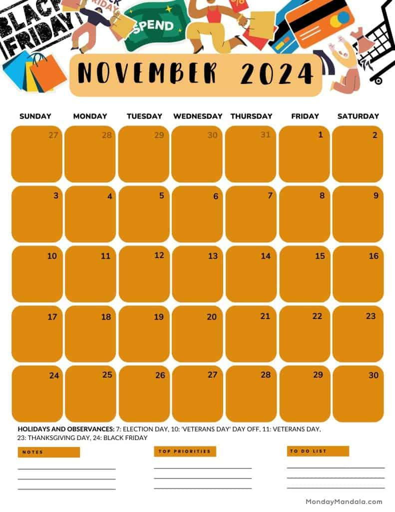 November 2024 Calendars (52 Free Printable Pdfs) inside November 2024 Printable Calendar Monday Friday