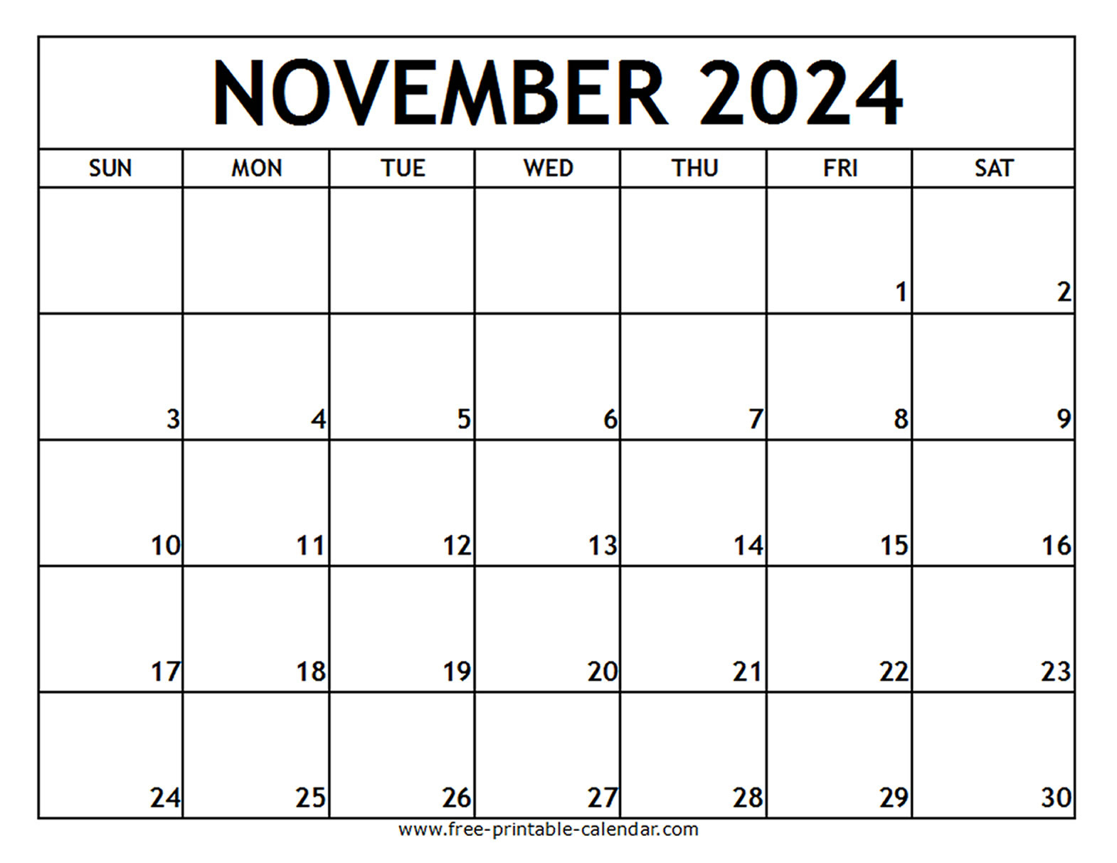 November 2024 Printable Calendar - Free-Printable-Calendar with November 2024 Printable Calendar Australia