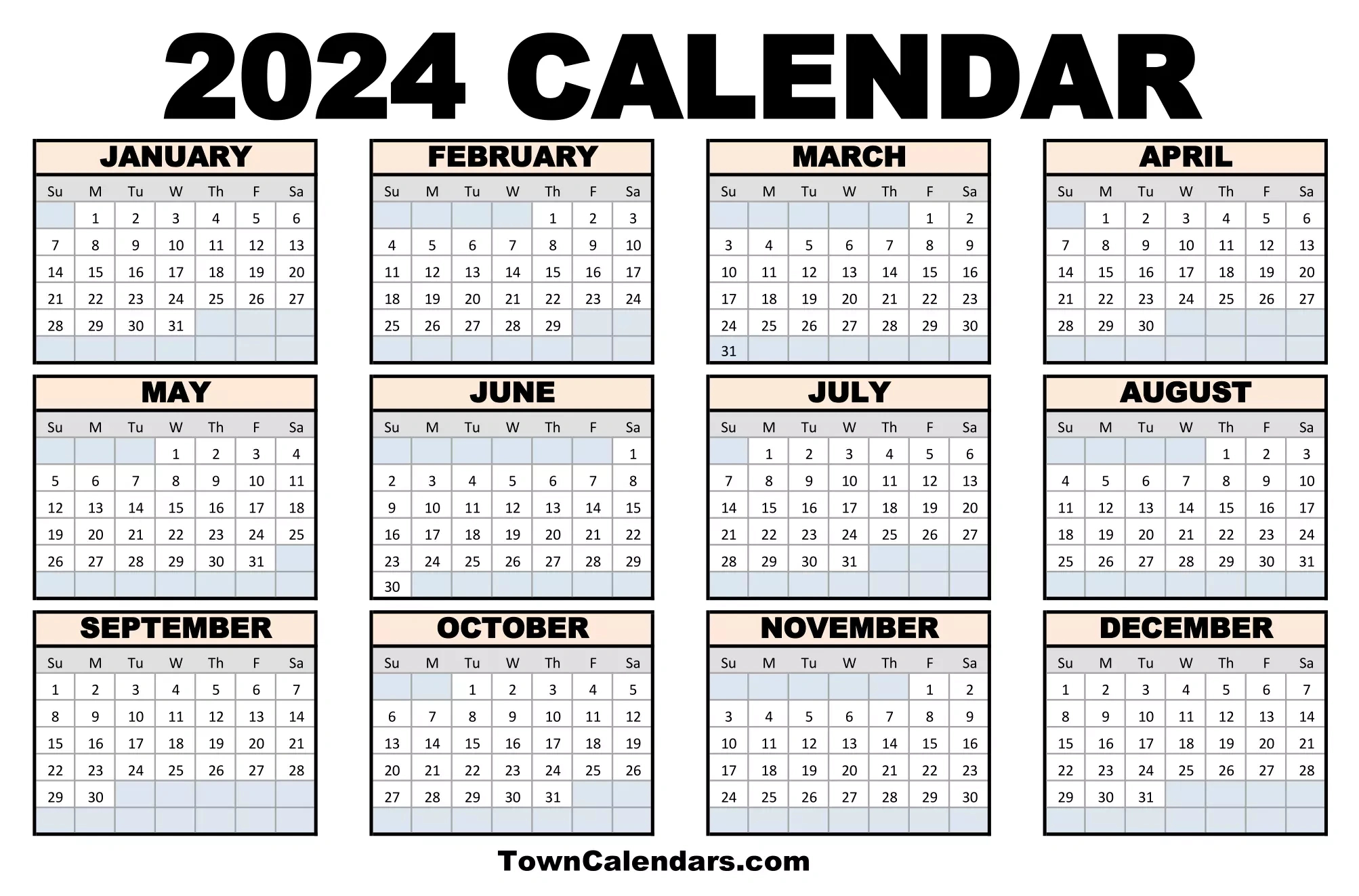 Printable 2024 Calendar - Towncalendars within Free Printable November 2024 Calendar Town Calendars