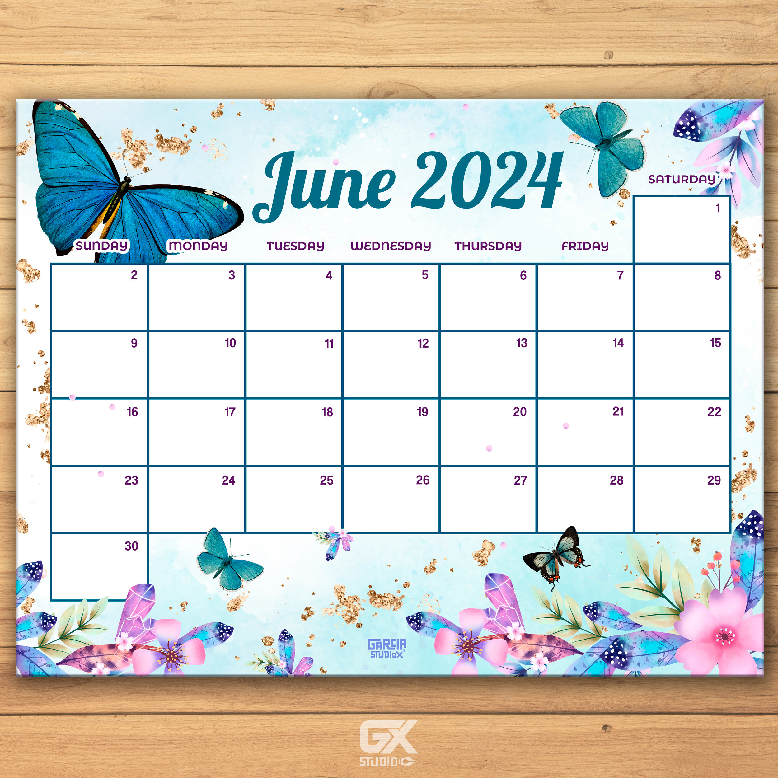 Printable Butterfly Calendar 2024 - Etsy intended for Insects Printable Calendar November 2024